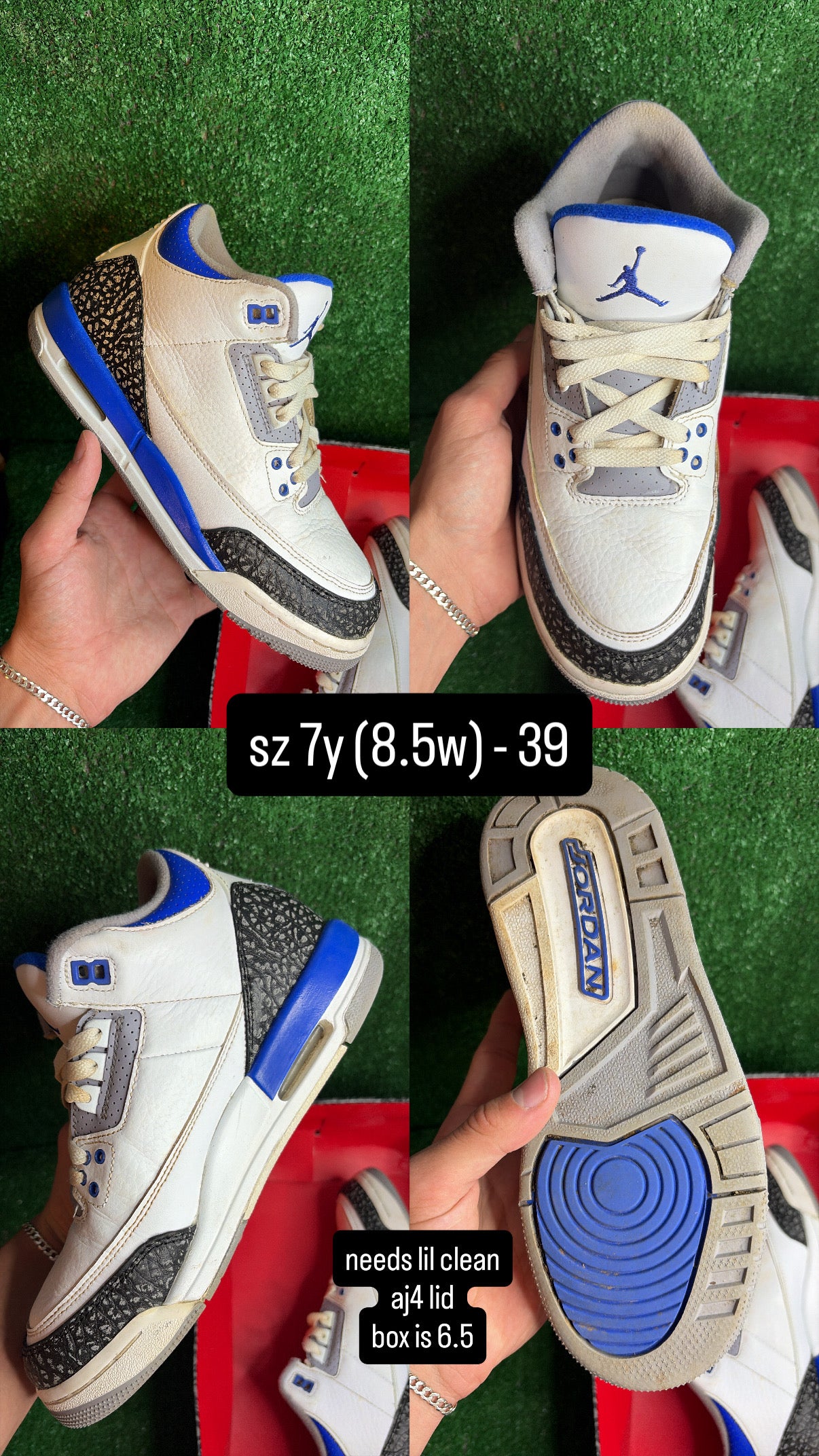 Jordan 3 Racer Blue Size 7y (8.5w)