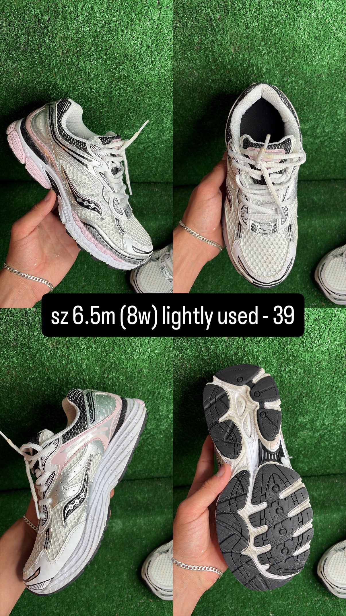 Saucony Omni 9 Pink White Metallic Silver Size 6.5m (8w)