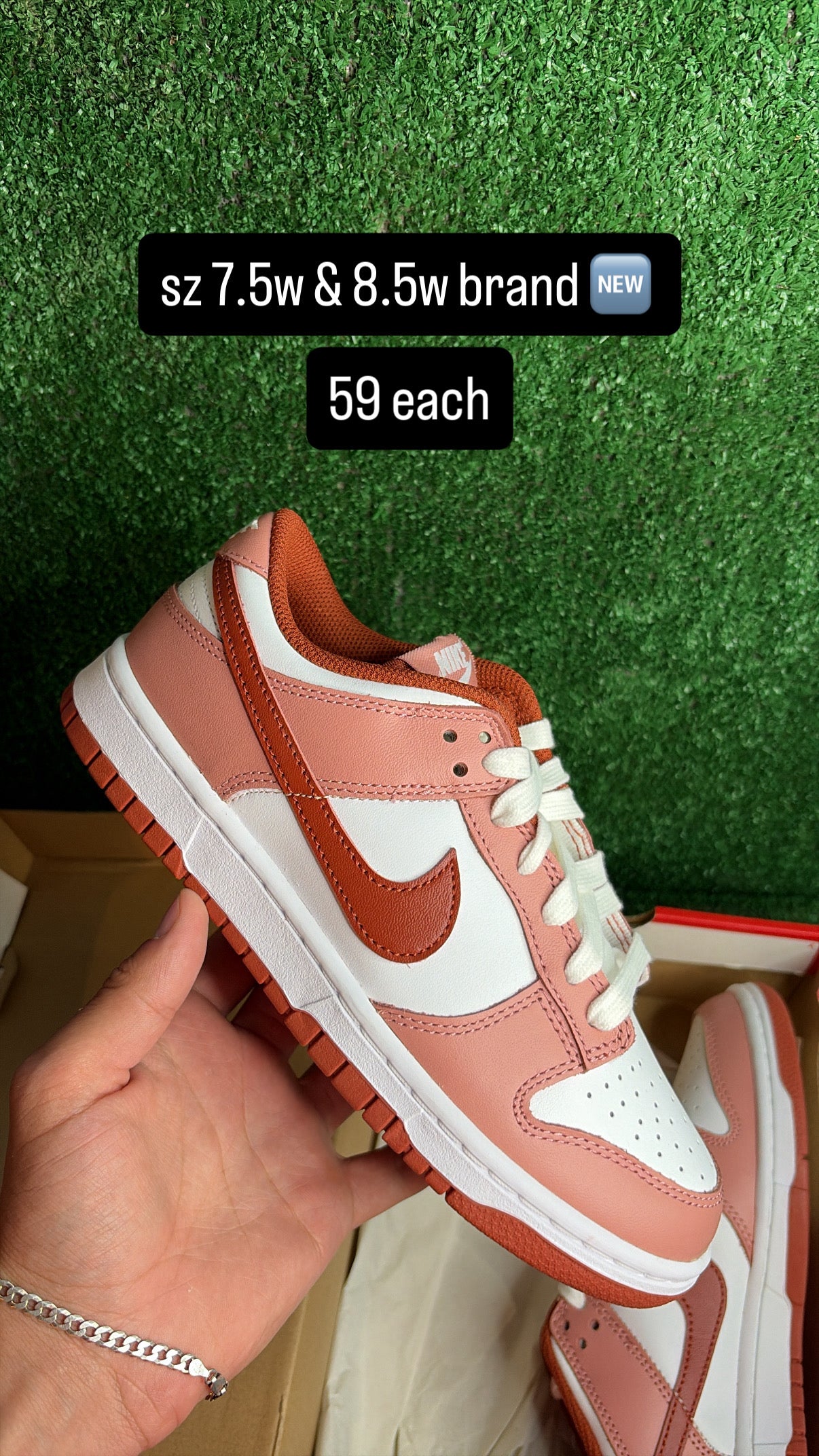 Nike Dunk Low Red Stardust Size 6m & 7m (7.5w & 8.5w)