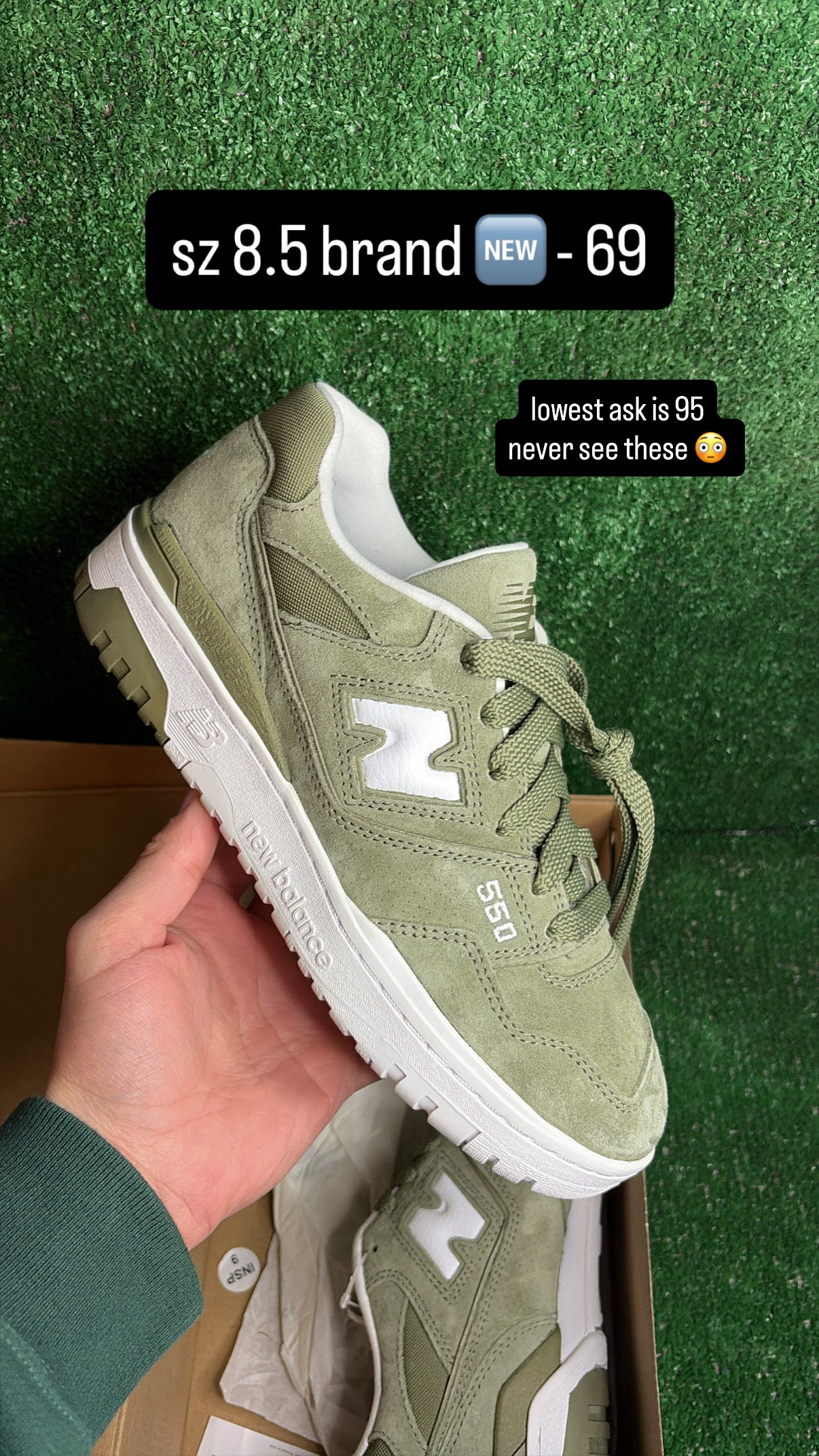 New Balance 550 Dark Olivine White Size 8.5