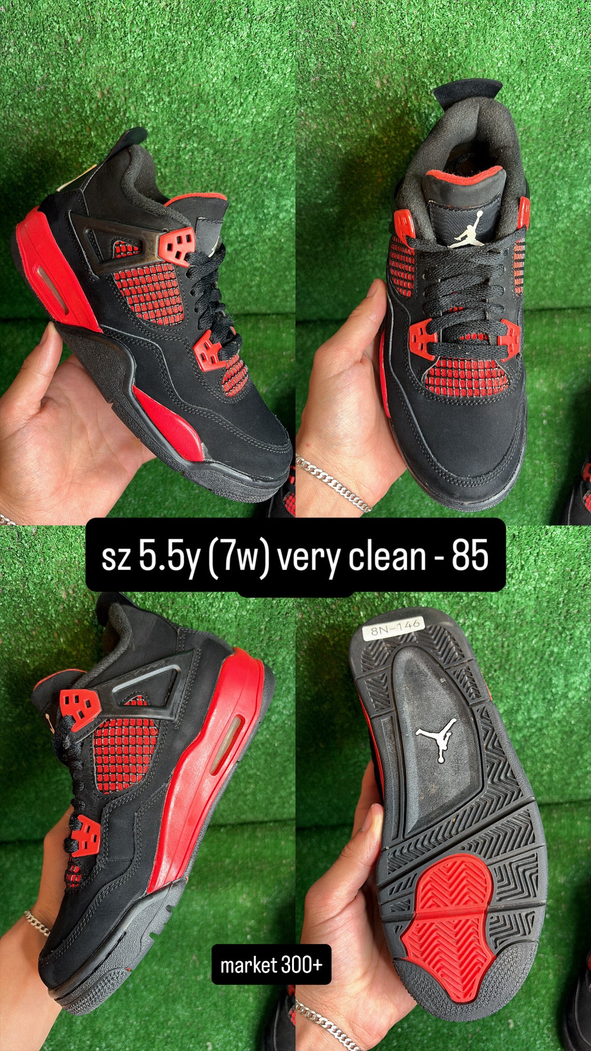 Jordan 4 Red Thunder Size 5.5y (7w)