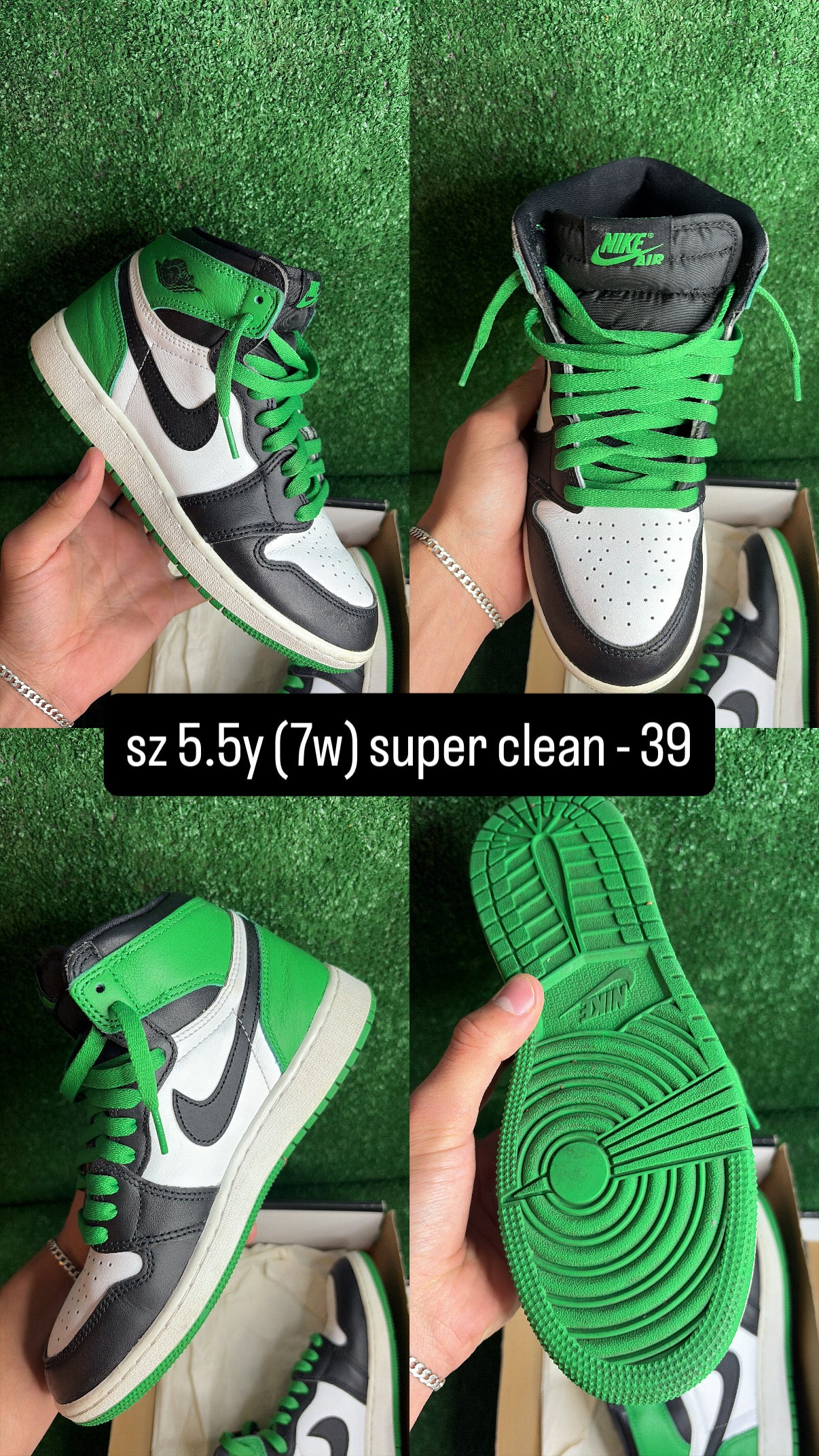Jordan 1 Lucky Green Size 5.5y (7w)