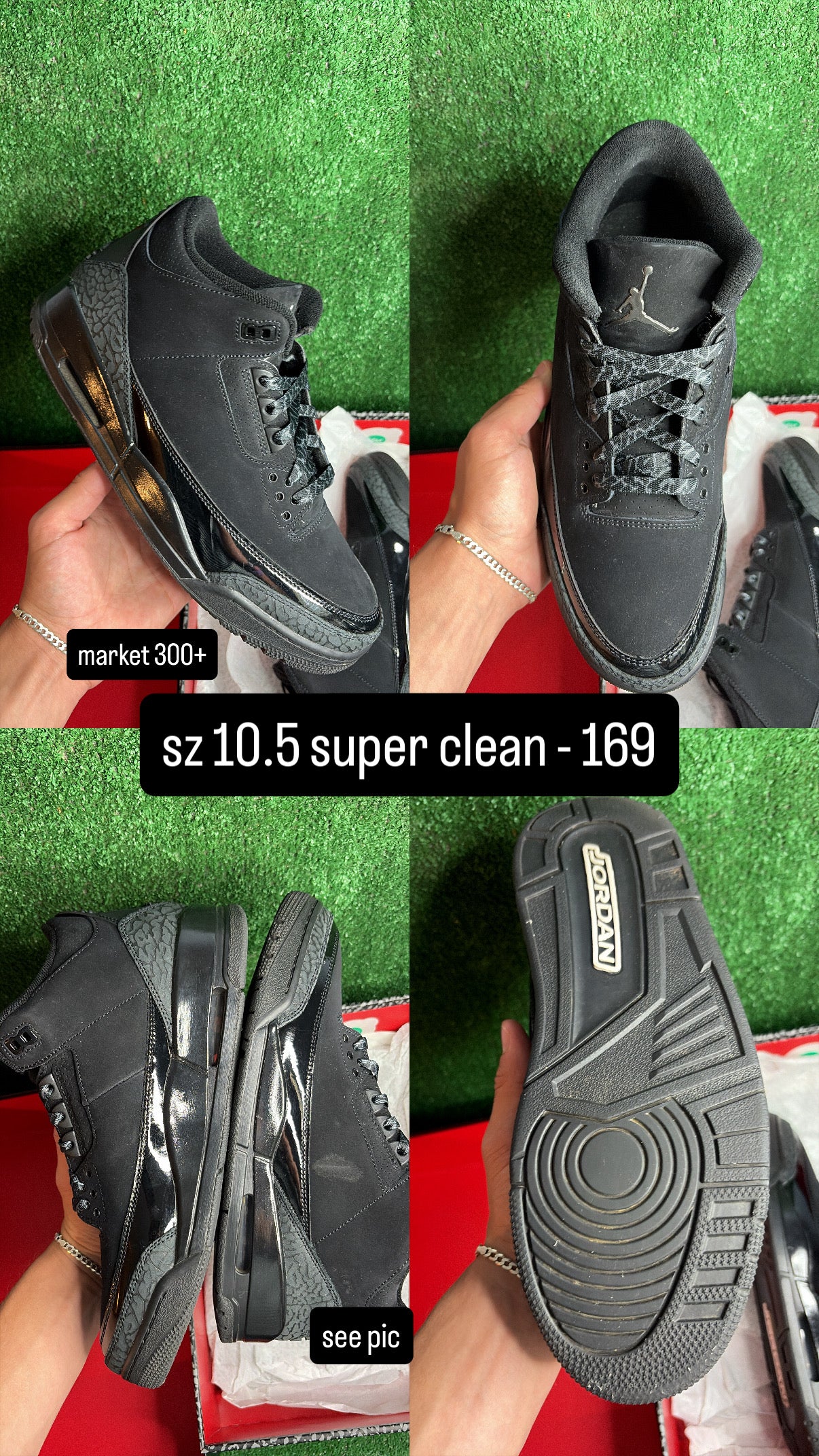 Jordan 3 Black Cat Size 10.5