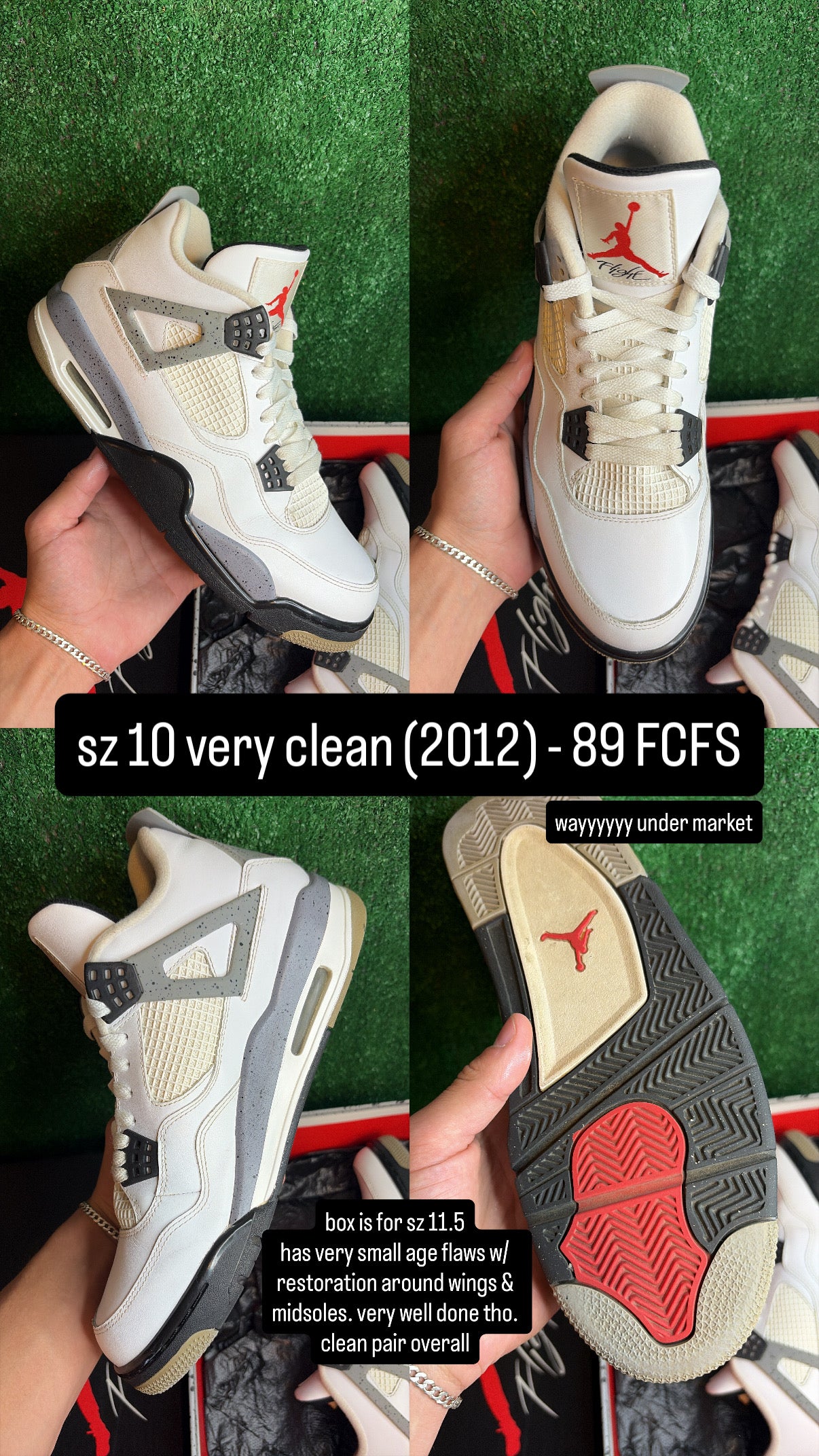 Jordan 4 White Cement (2012) Size 10