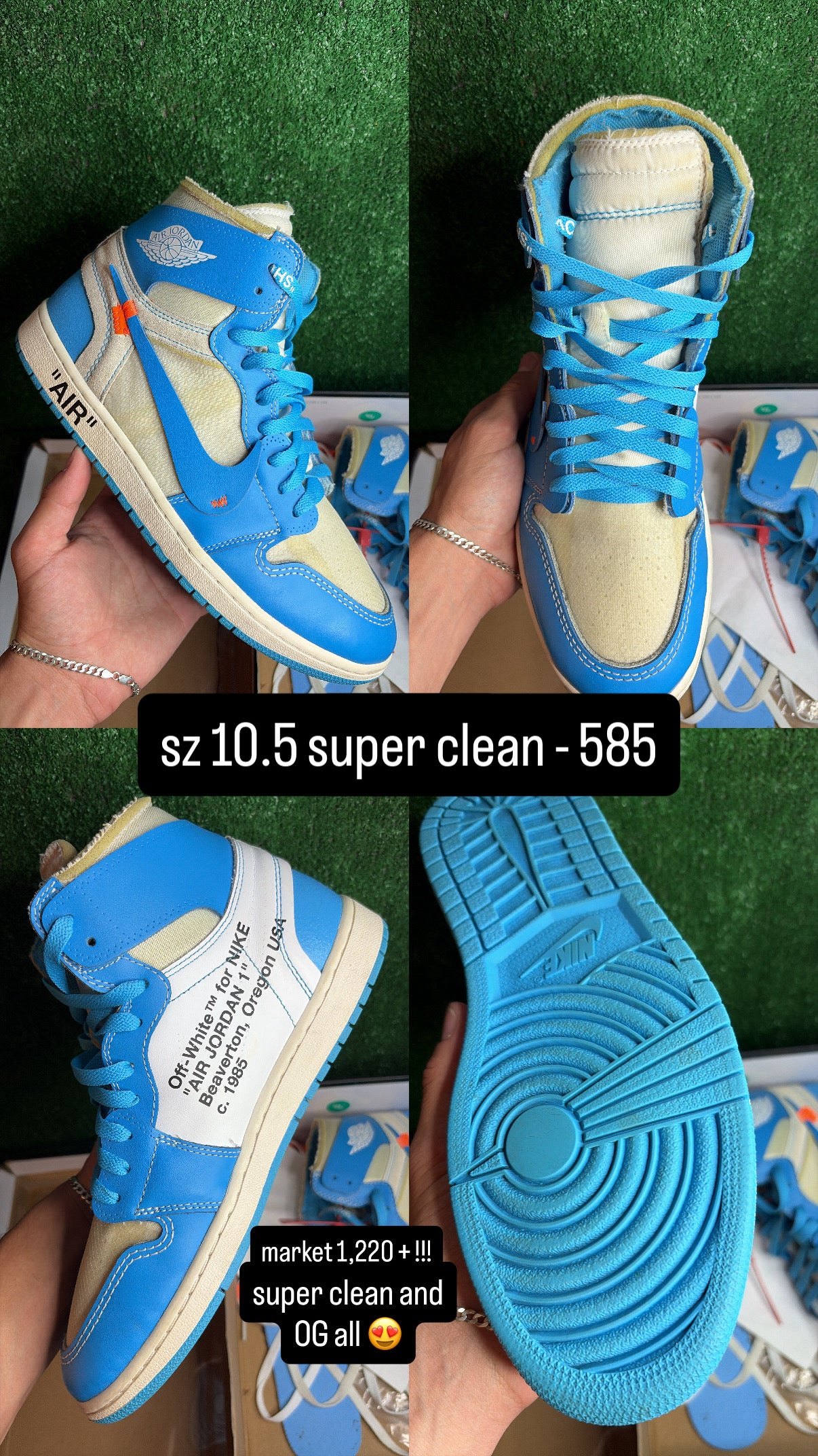 Jordan 1 Off White UNC Size 10.5