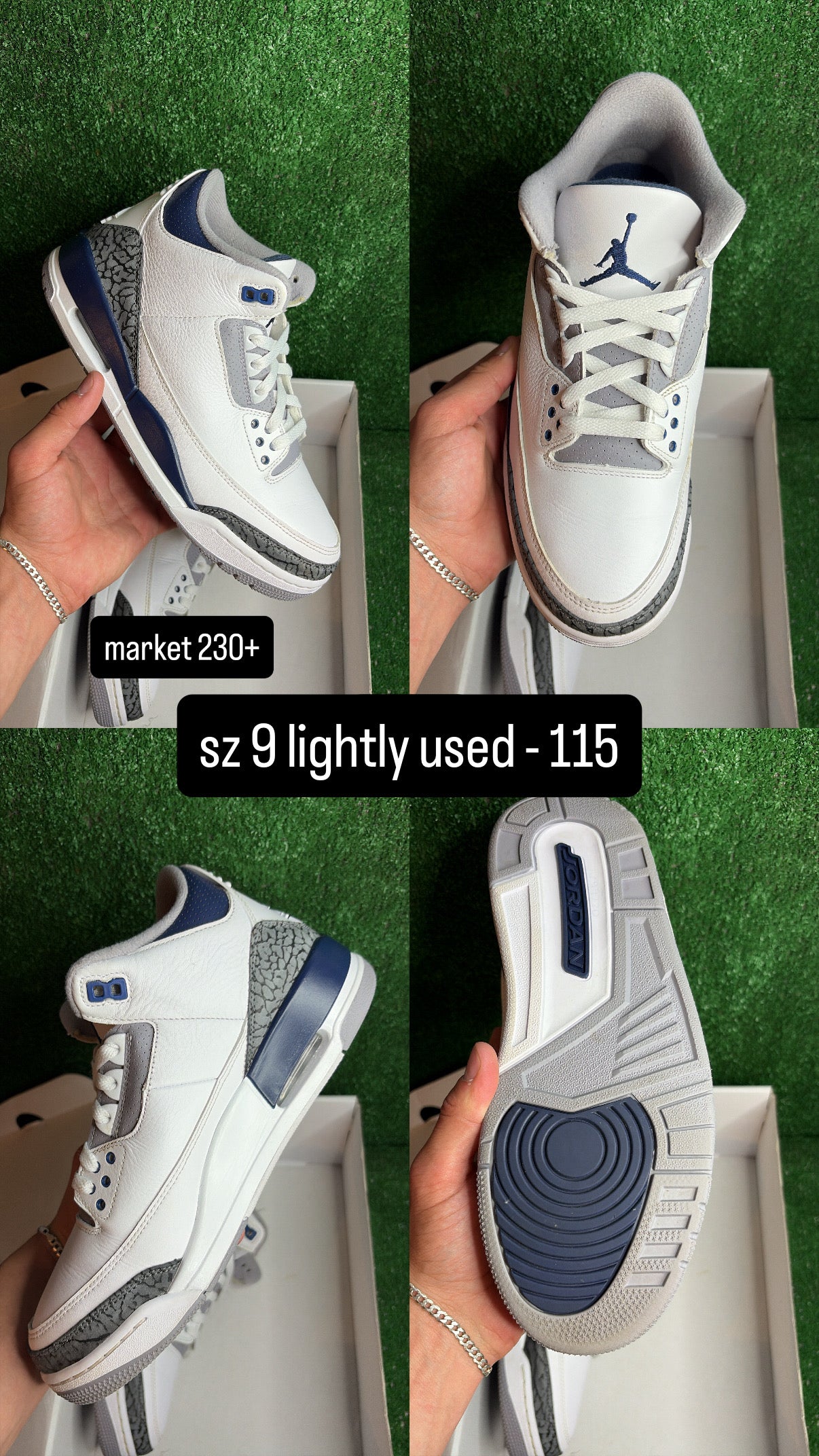 Jordan 3 Midnight Navy Size 9