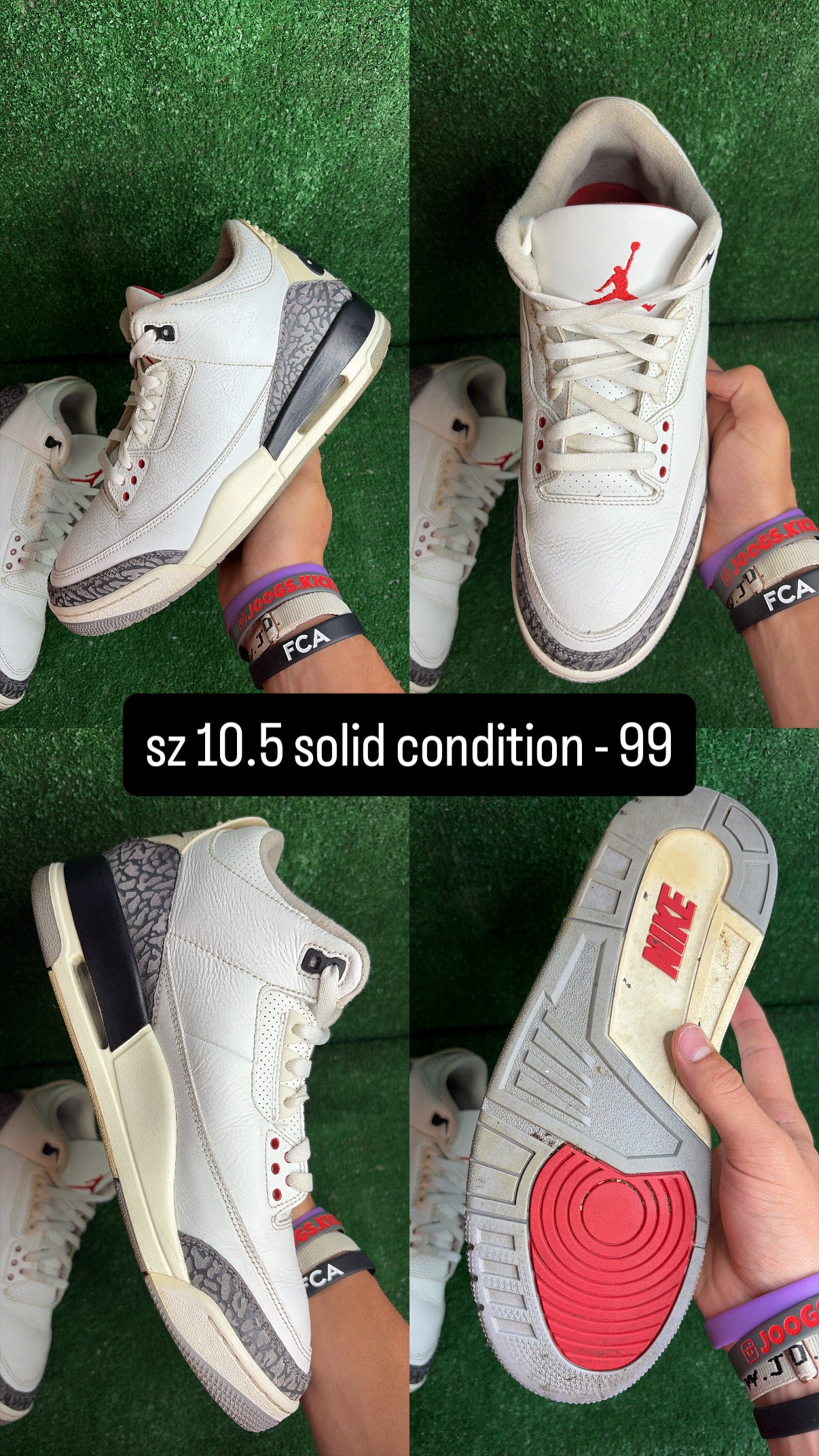 Jordan 3 White Cement Size 10.5