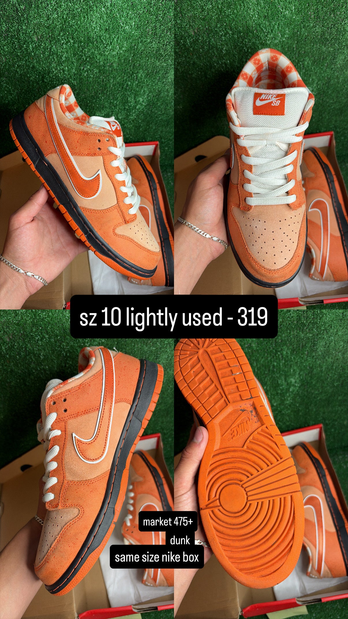 Nike Dunk Low SB Orange Lobster Size 10