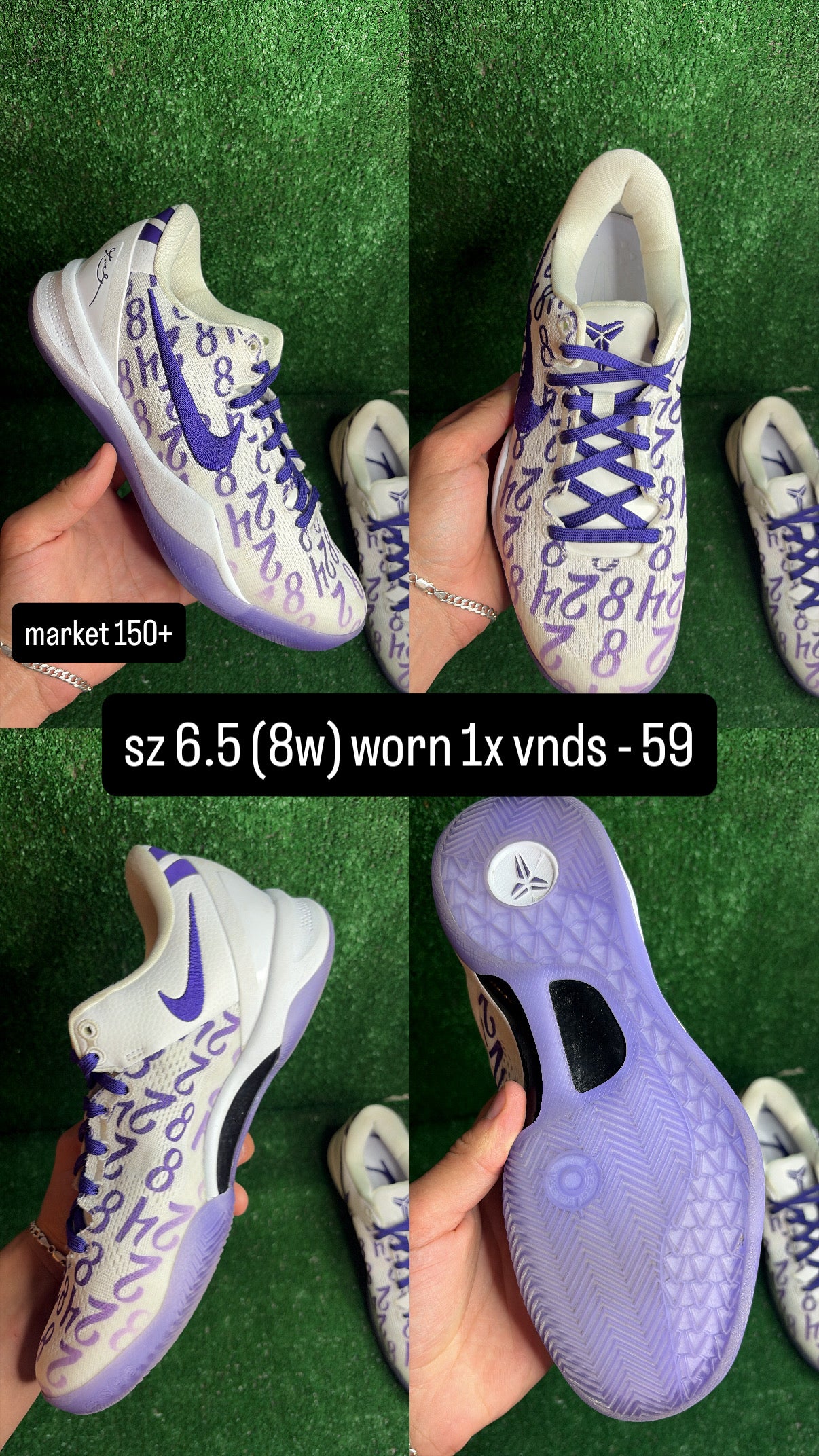Kobe 8 Court Purple Size 6.5 (8w)