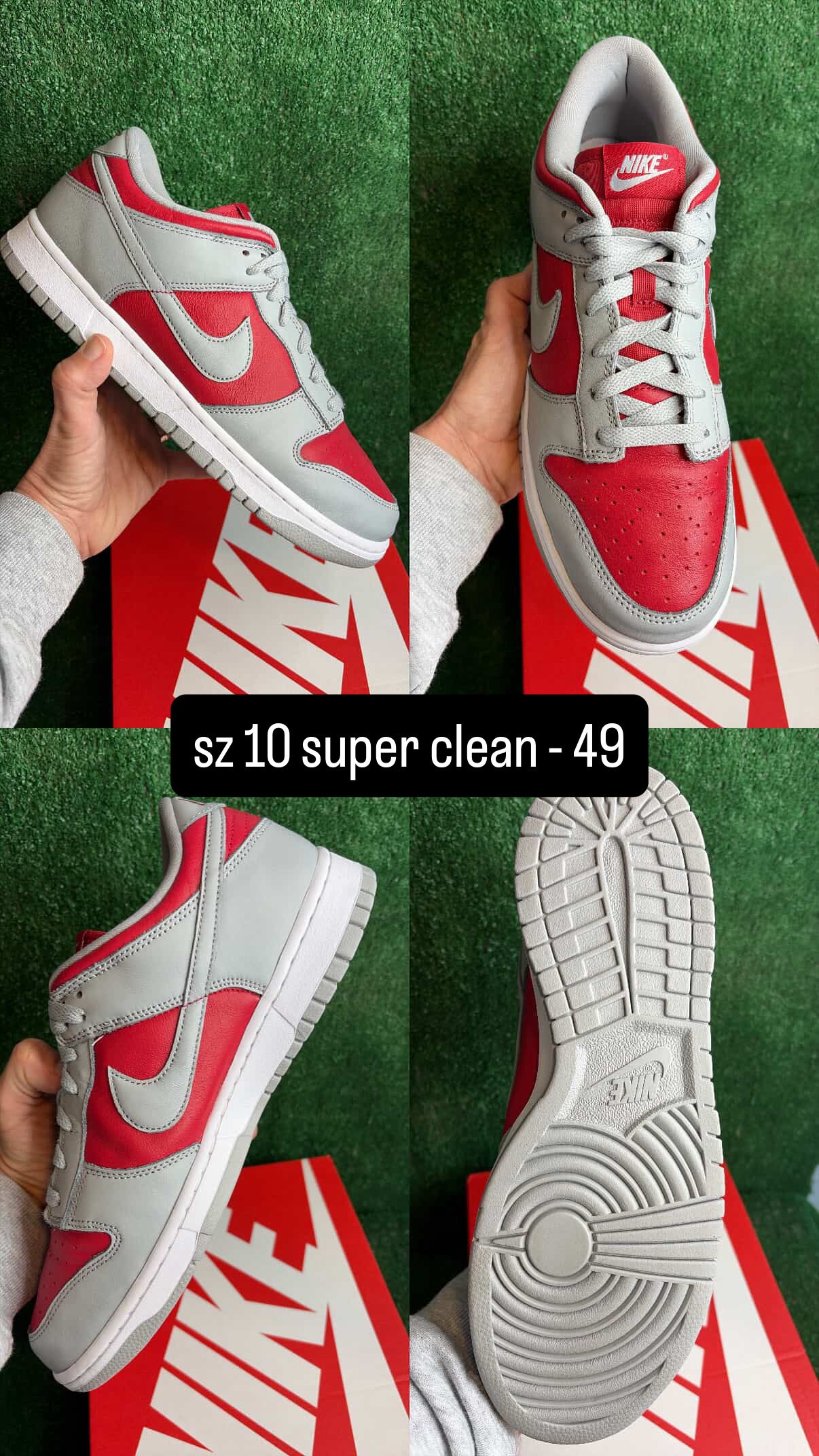 Nike Dunk Low Grey Red Size 10
