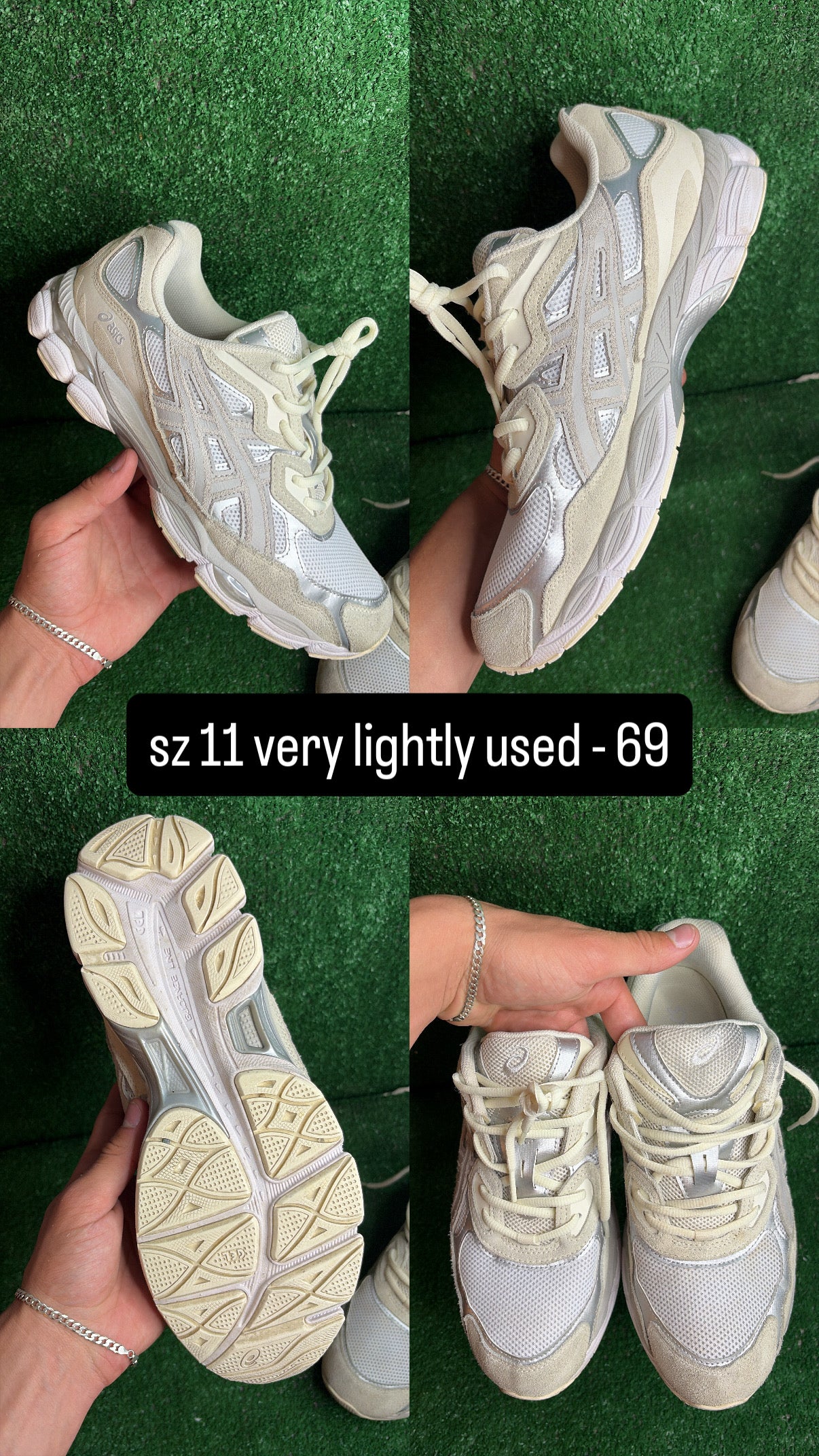 Asics Gel NYC Cream Metallic White Size 11