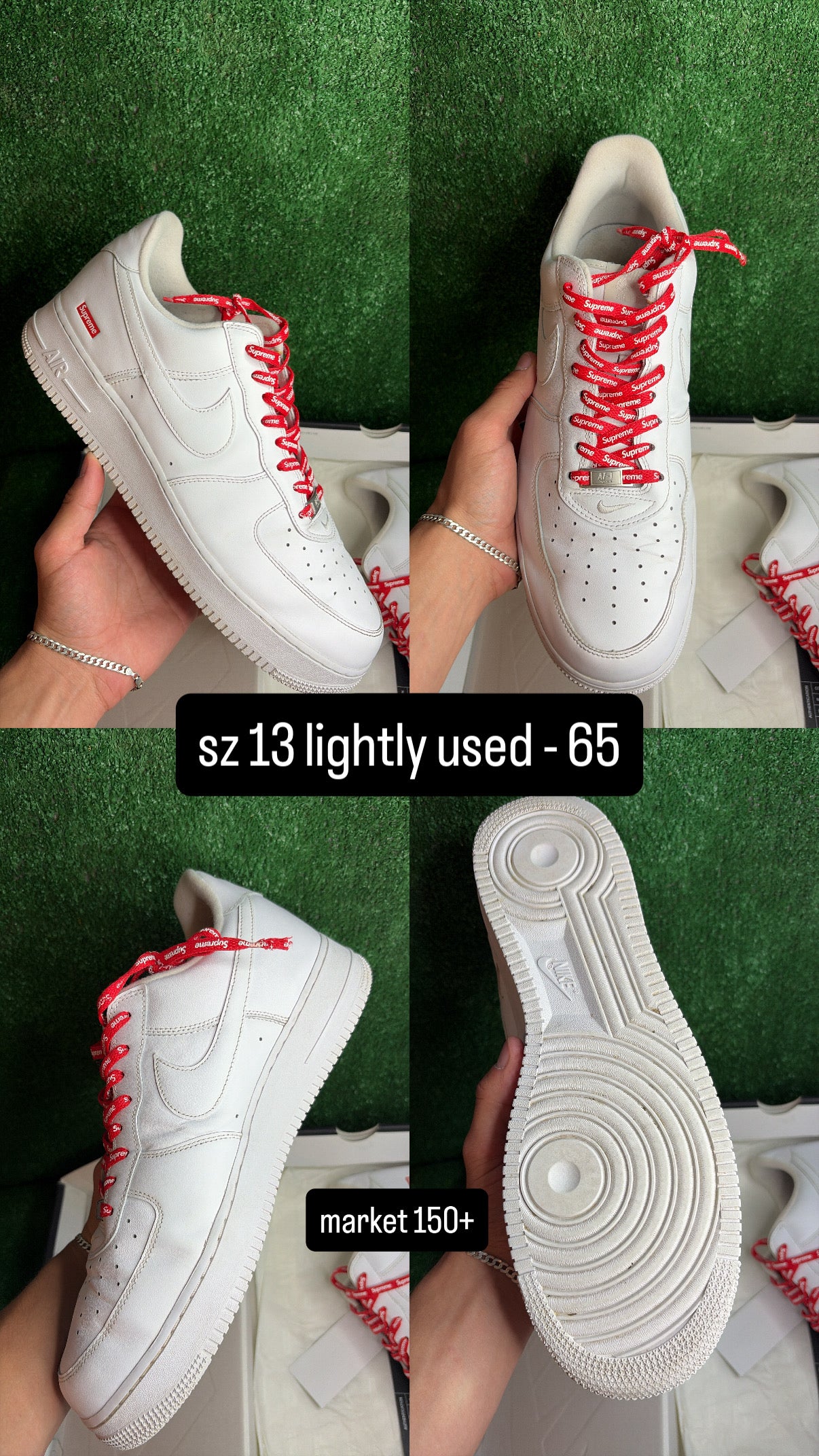 Nike Air Force 1 Low Supreme White Size 13