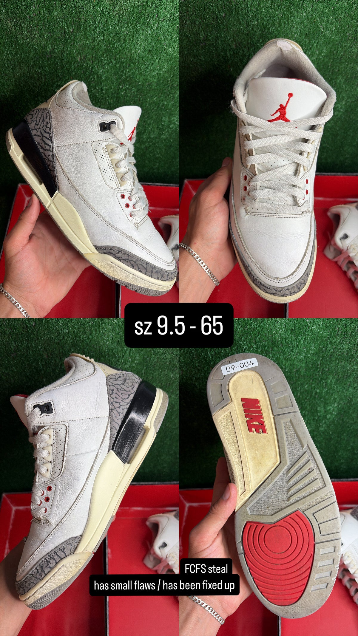 Jordan 3 White Cement Size 9.5
