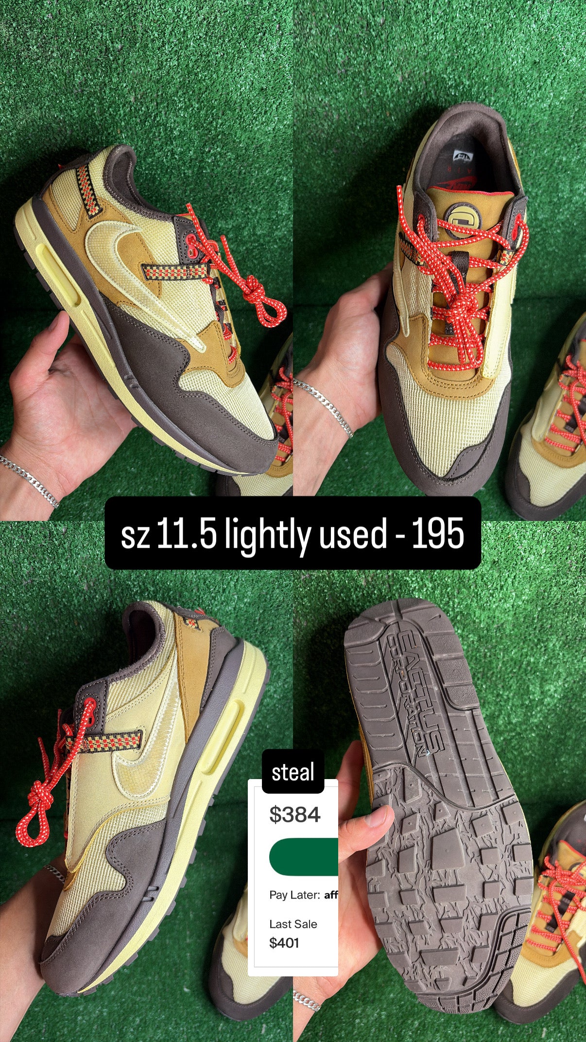 Nike Air Max 1 Travis Scott Baroque Brown Size 11.5