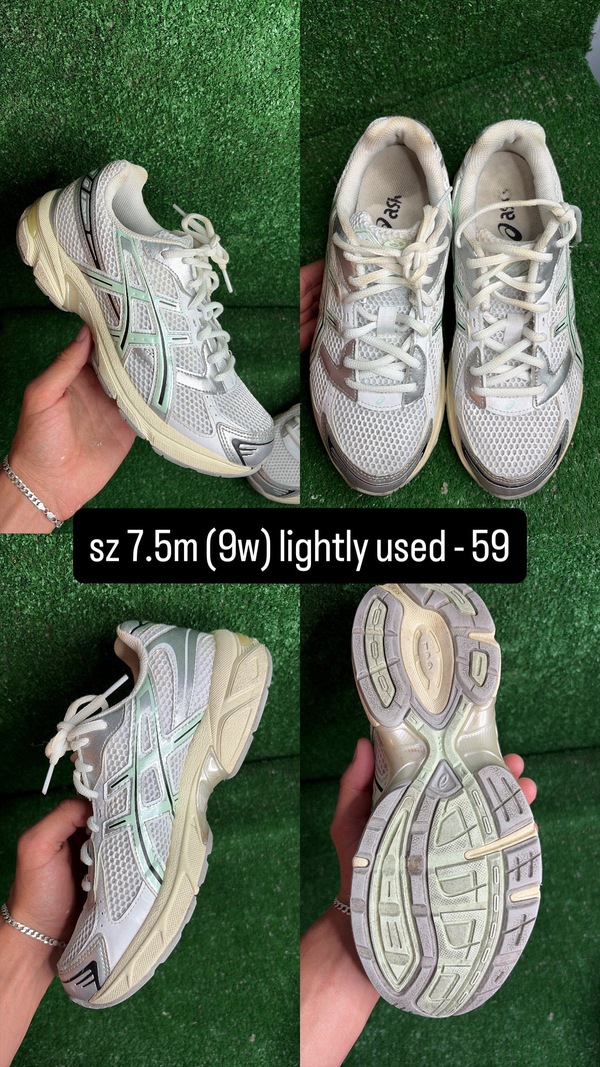 Asics Gel 1130 Mint Green Silver Size 7.5m (9w)
