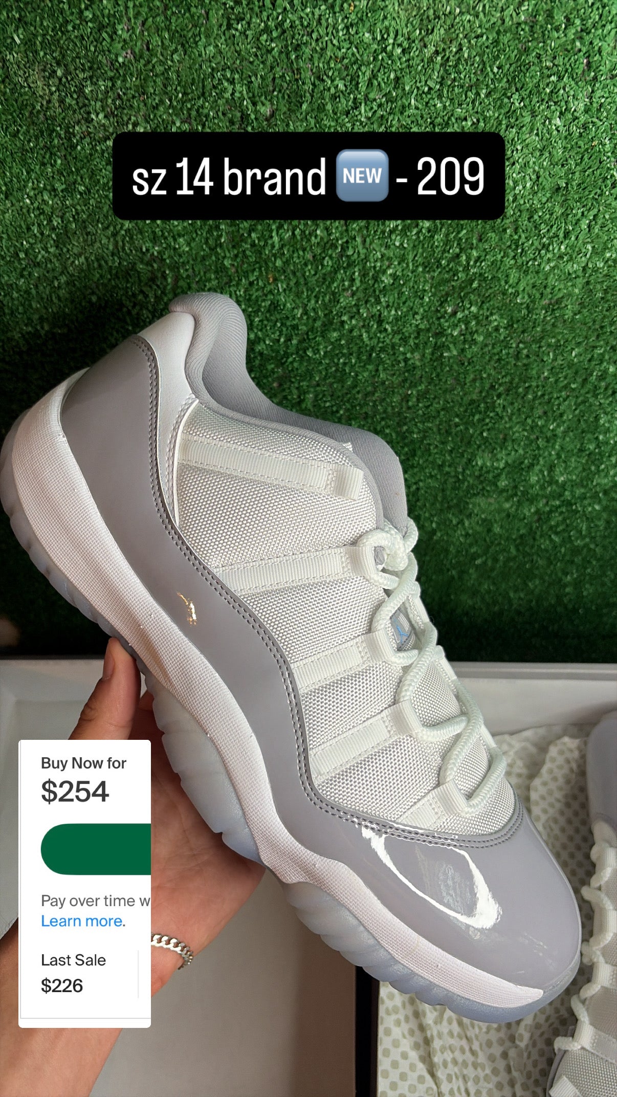 Jordan 11 Low Cement Grey Size 14