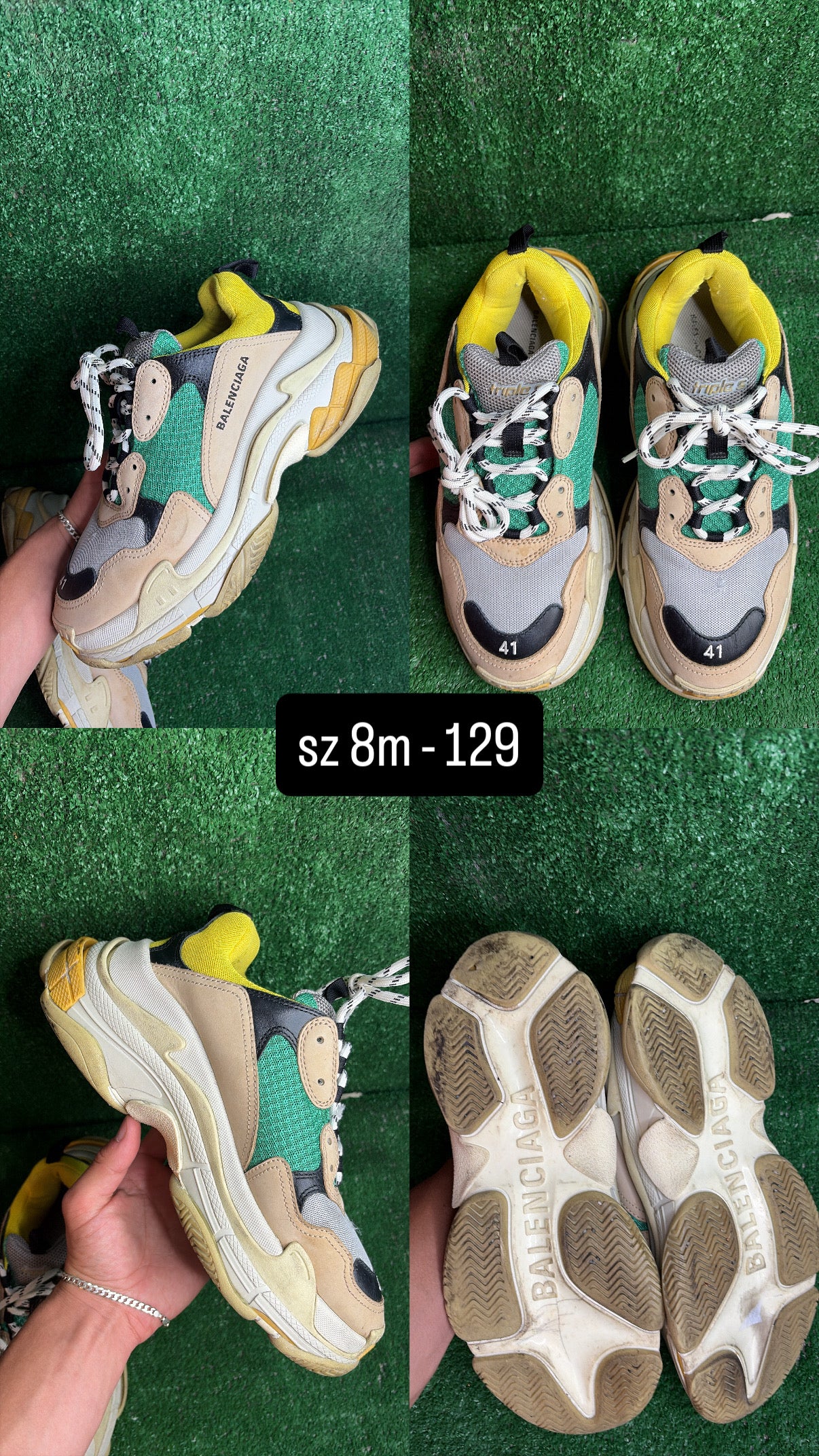 Balenciaga Triple S Beige Green Yellow Size 8m
