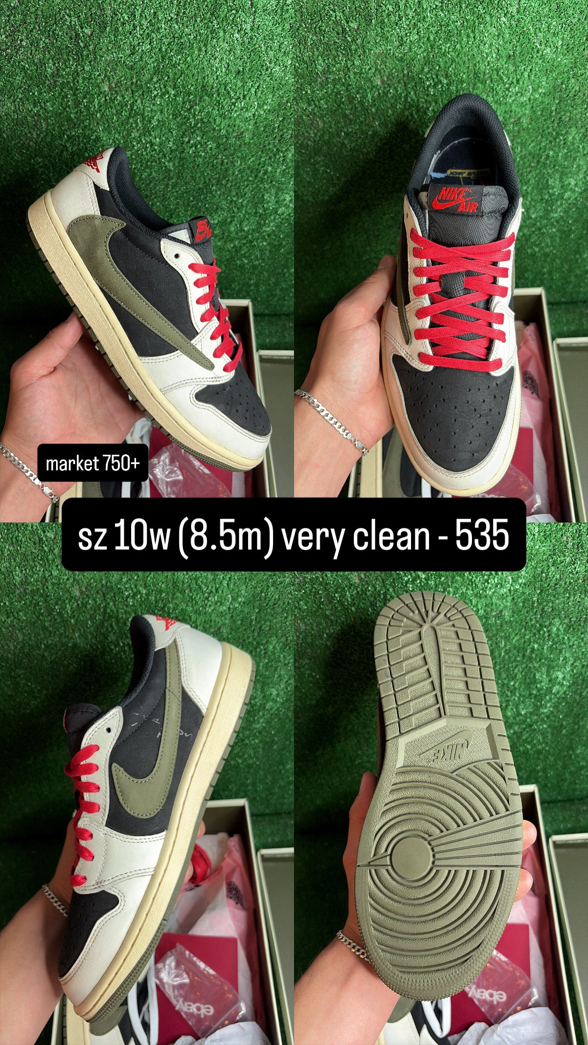 Jordan 1 Low Travis Scott Olive Size 8.5m