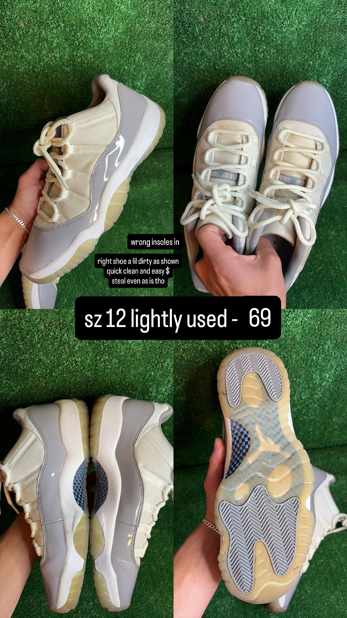 Jordan 11 Low Cement Grey Size 12