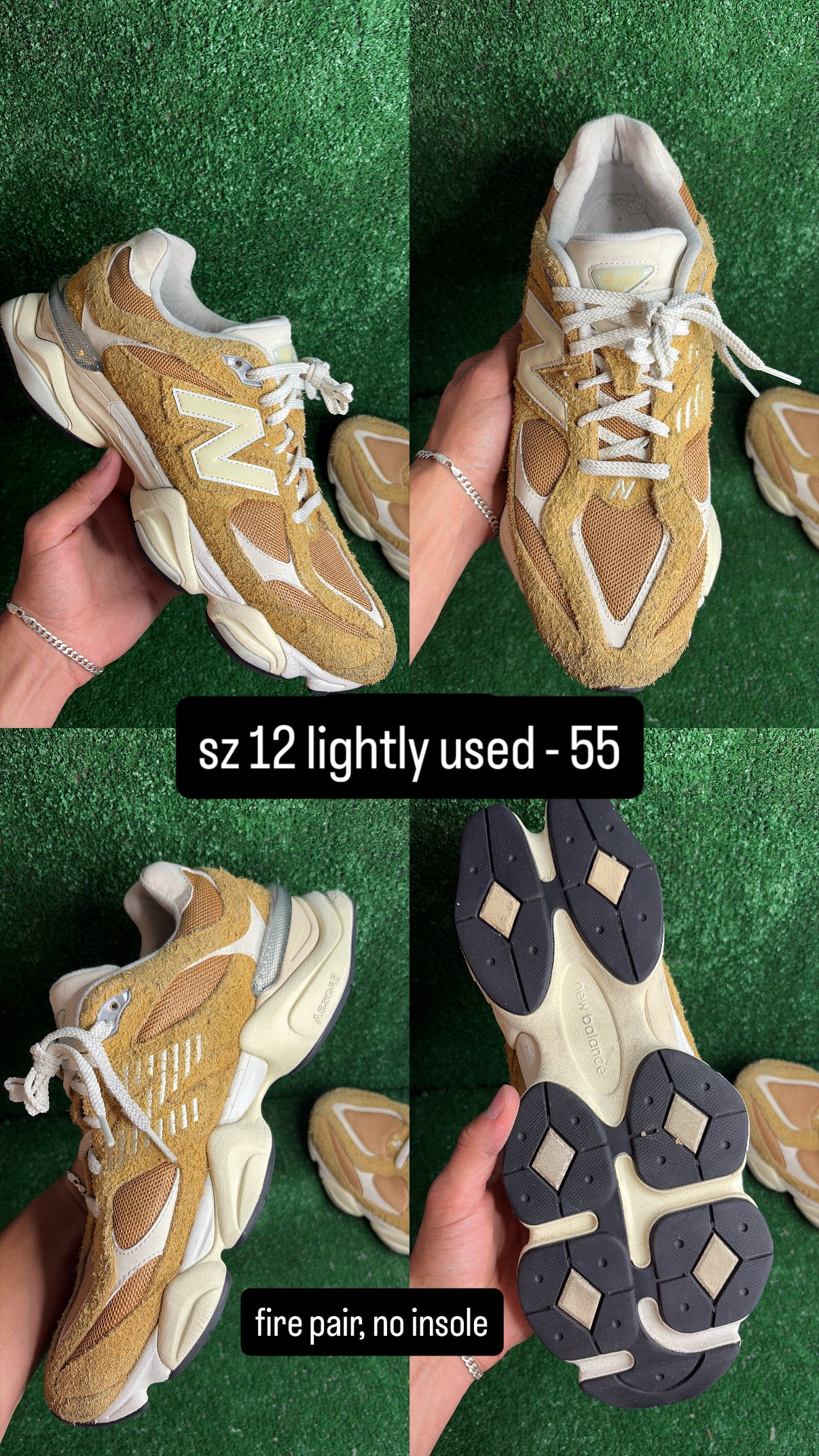 New Balance 9060 Curry Suede Size 12