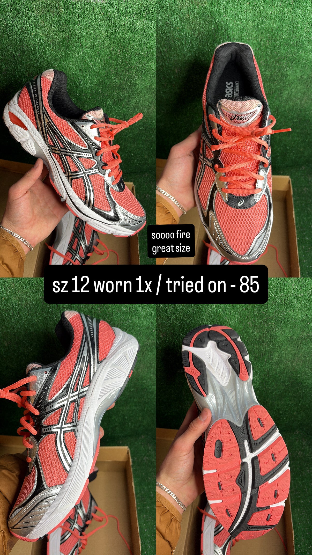 Asics 2160 Salmon / Silver Size 12