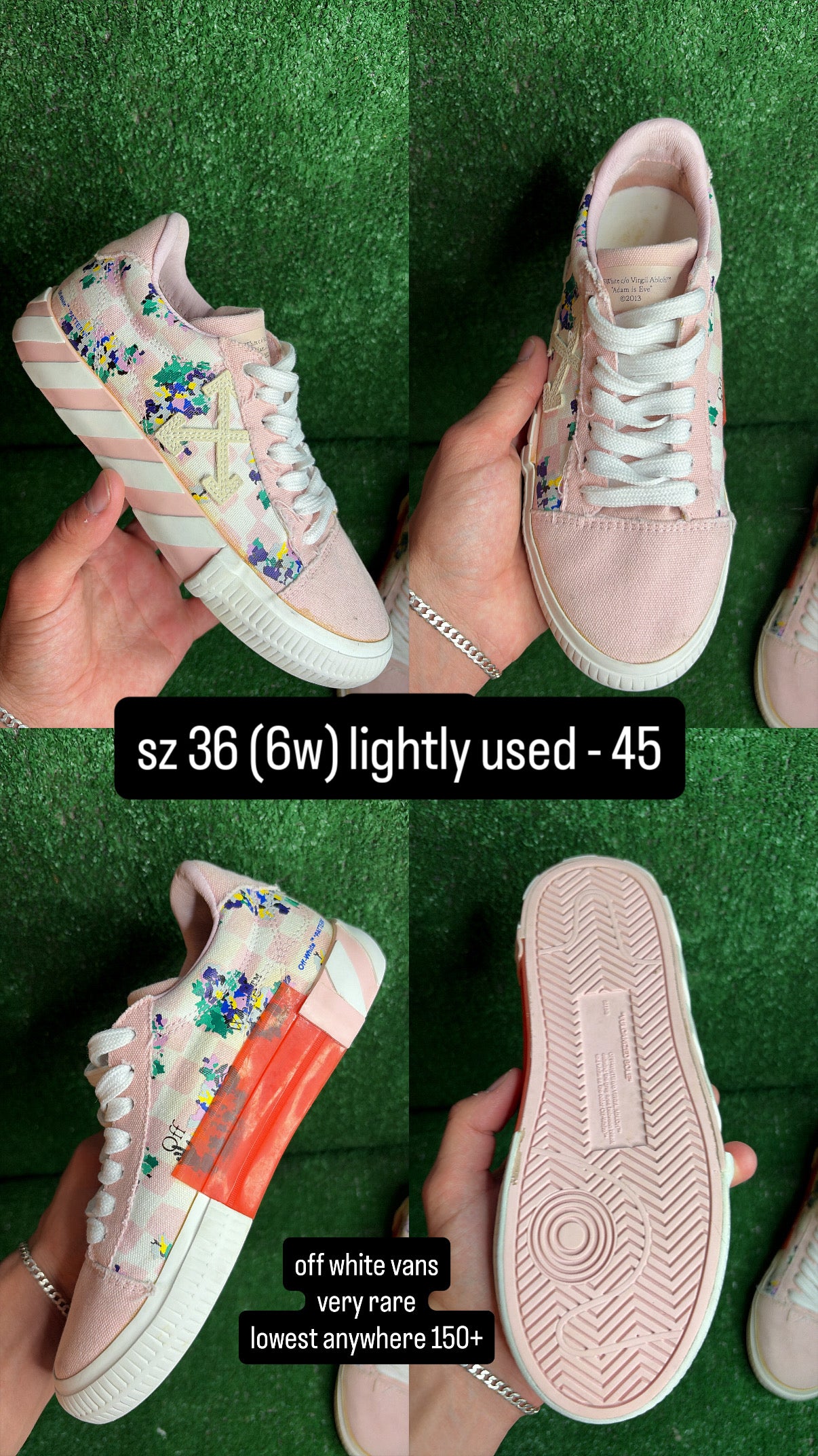 Vans Off White Vulc Pink Flower Size 4.5m (6w)