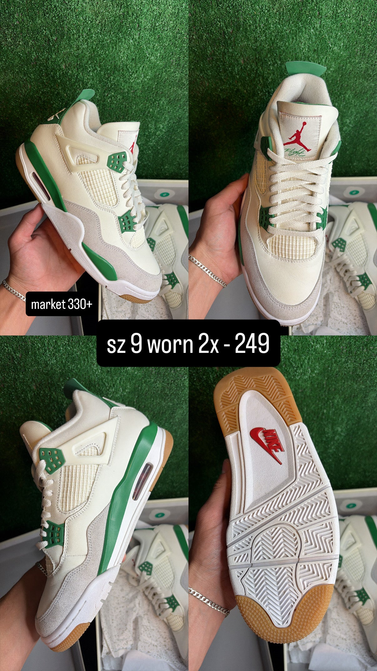 Jordan 4 Pine Green SB Size 9