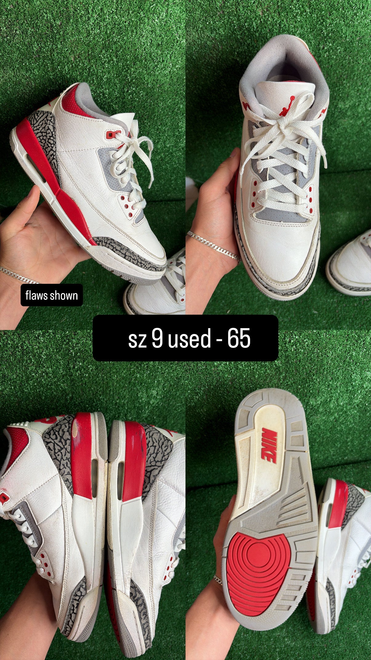 Jordan 3 Fire Red Size 9