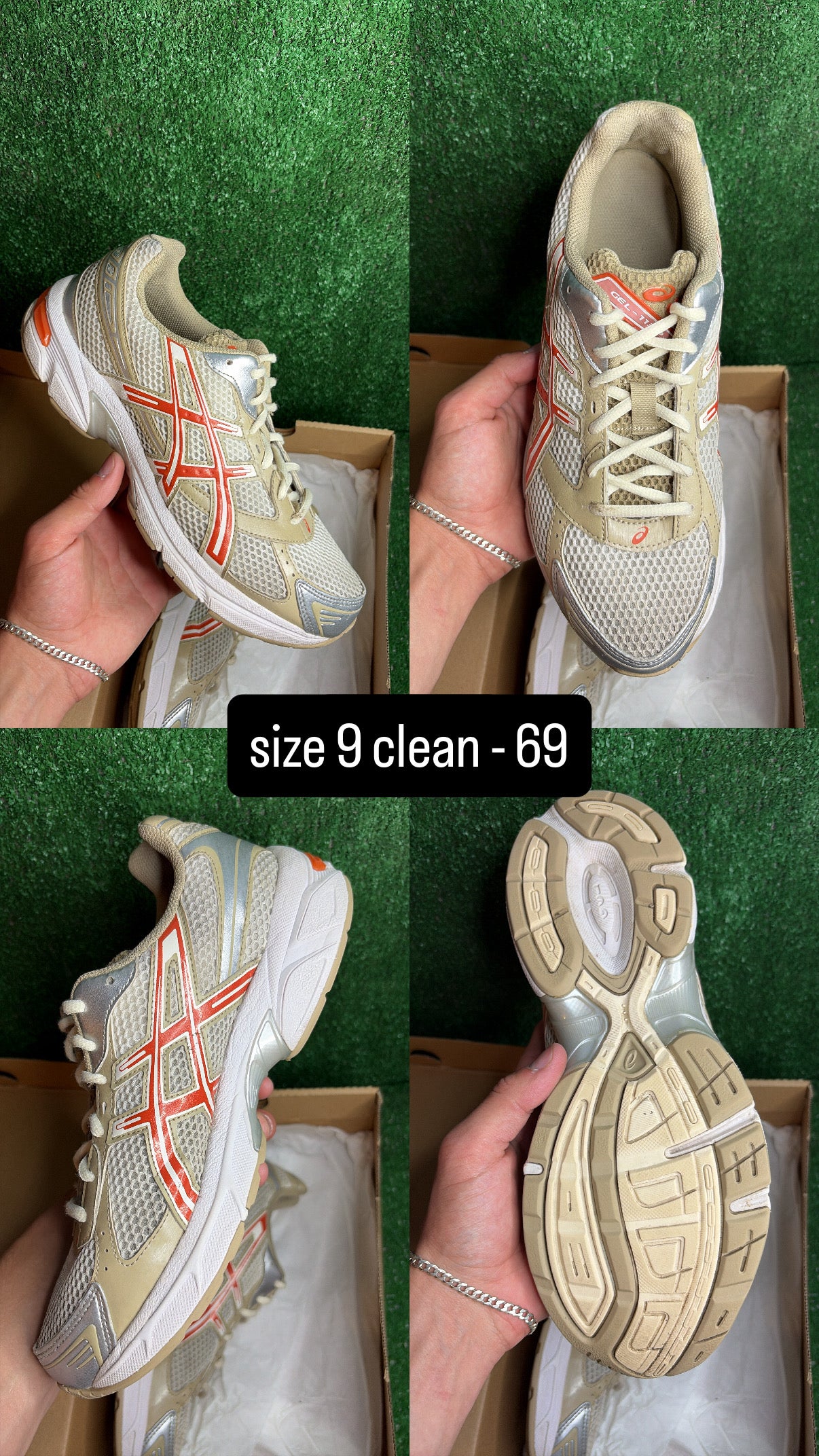 Asics 1130 Cream Vermilion Red Size 9
