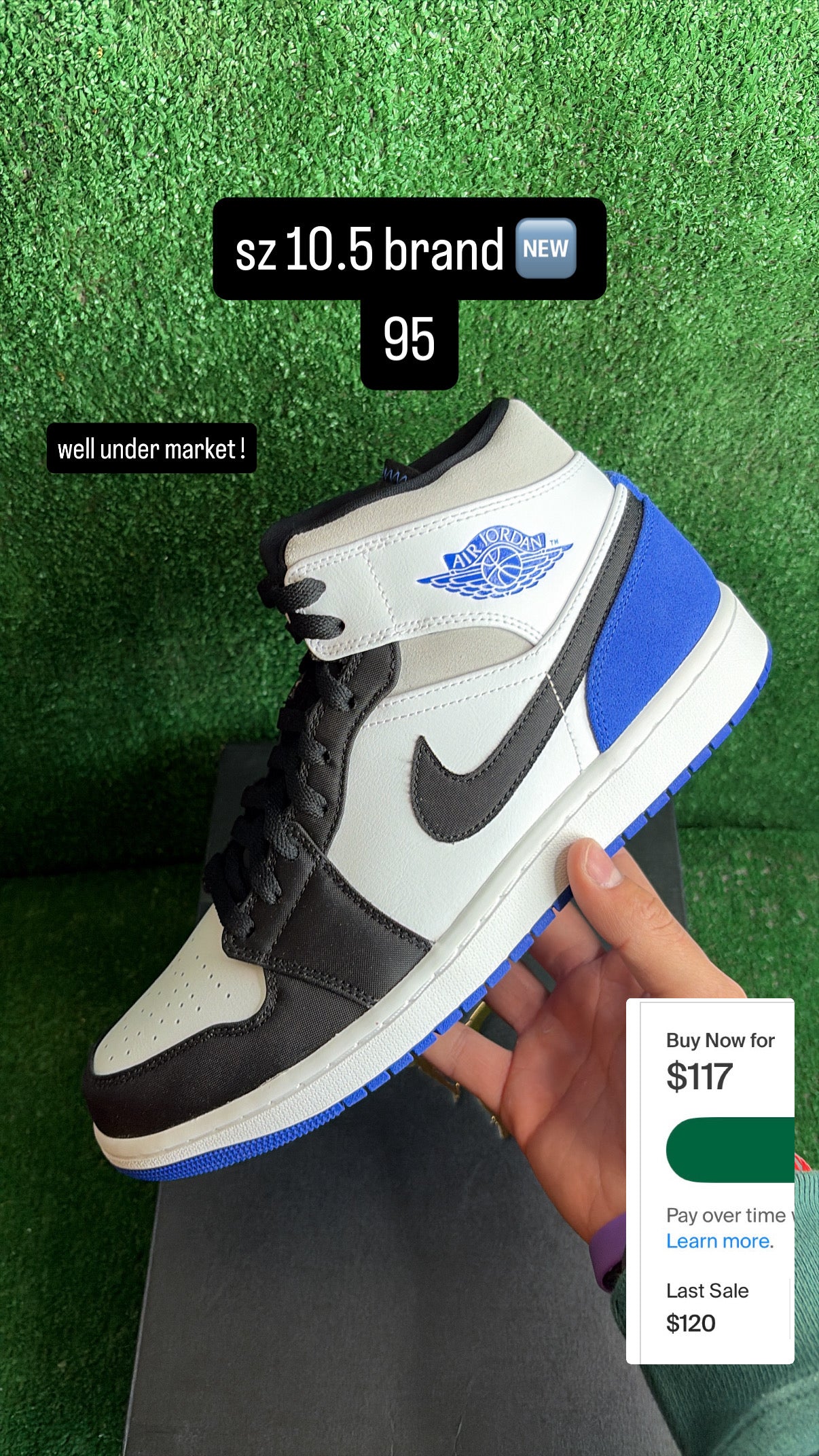 Jordan 1 Mid SE Royal Black Toe Size 10.5