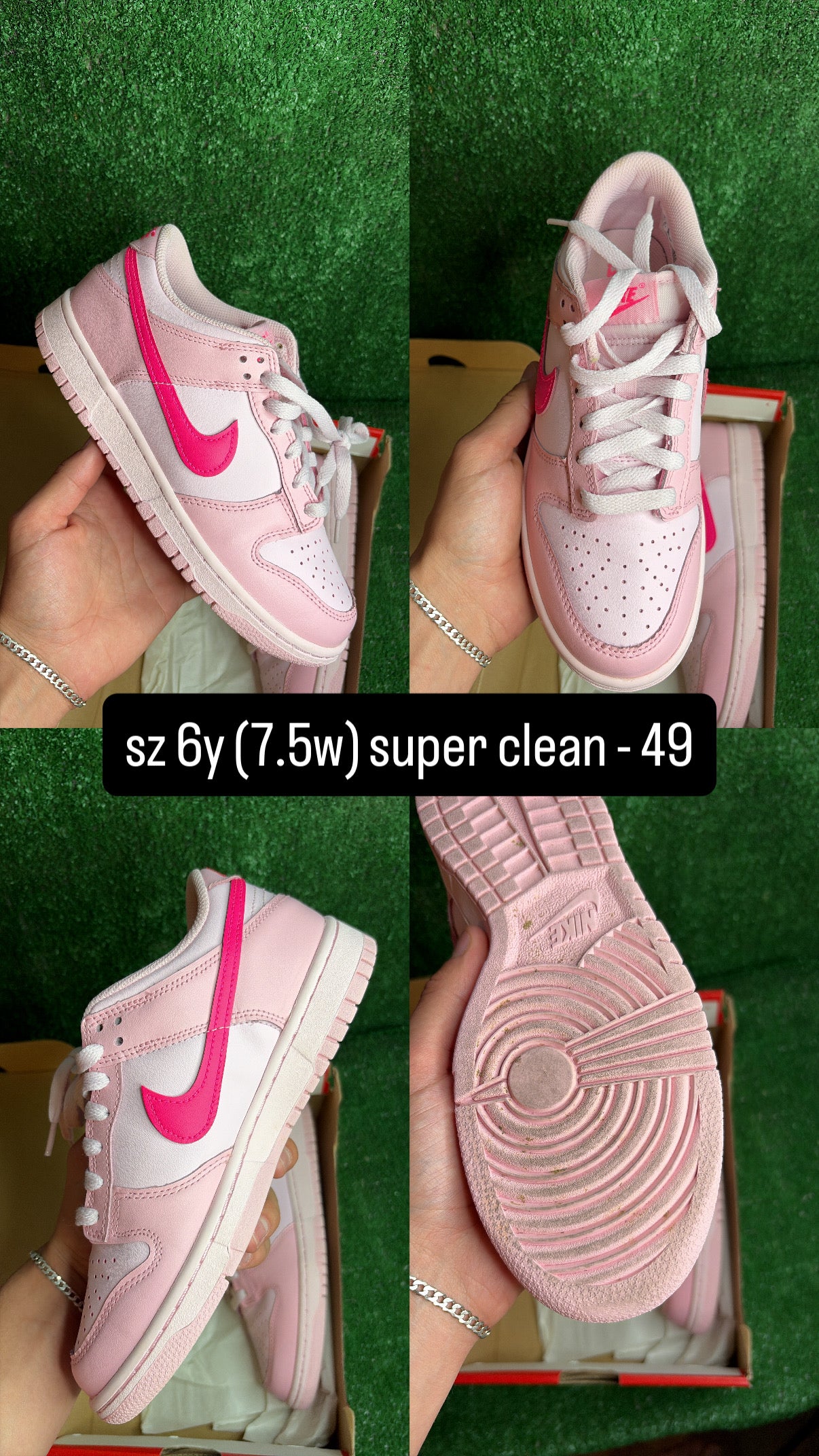 Nike Dunk Low Triple Pink Size 6y (7.5w)