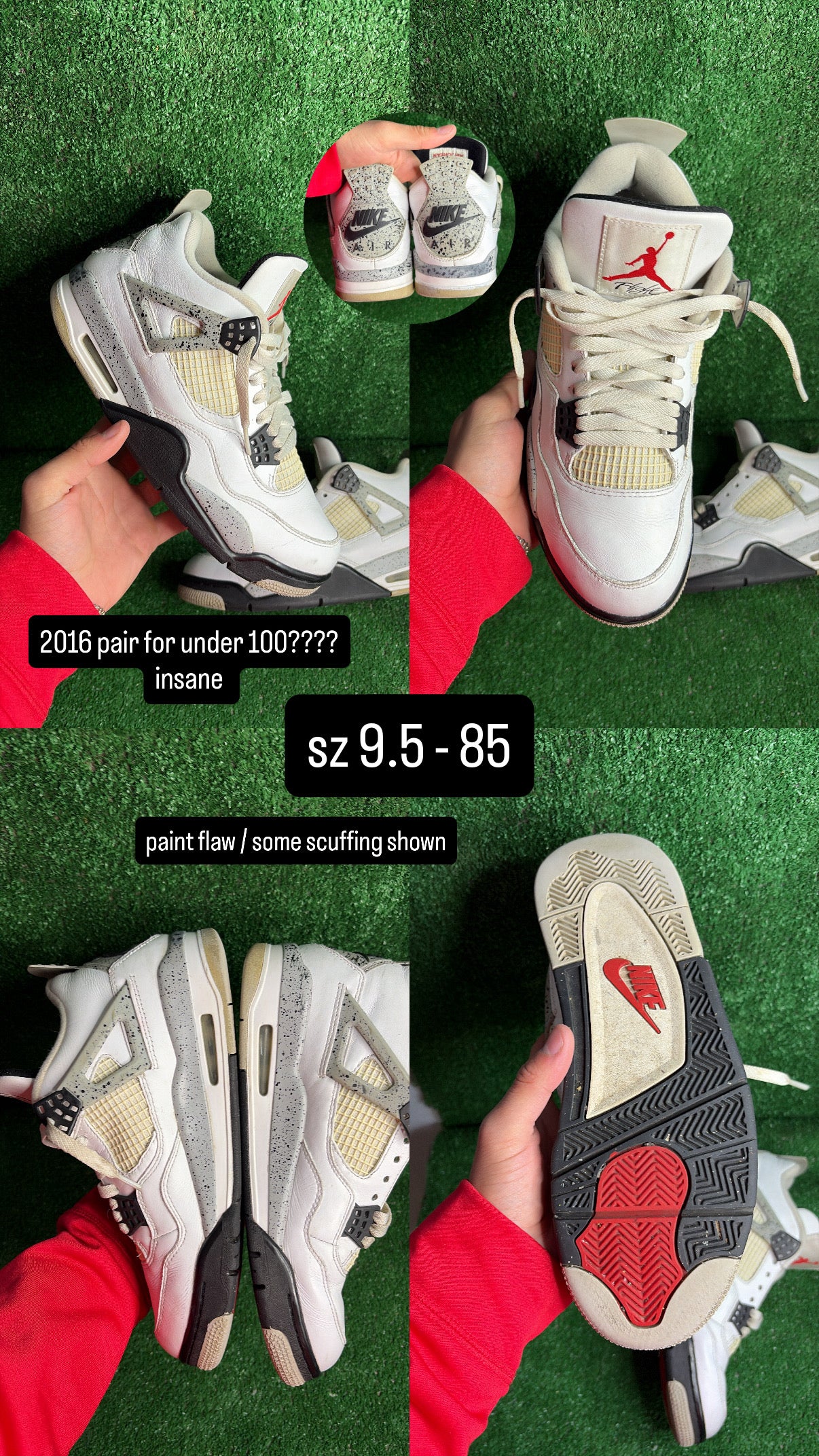Jordan 4 White Cement Size 9.5 (2016)