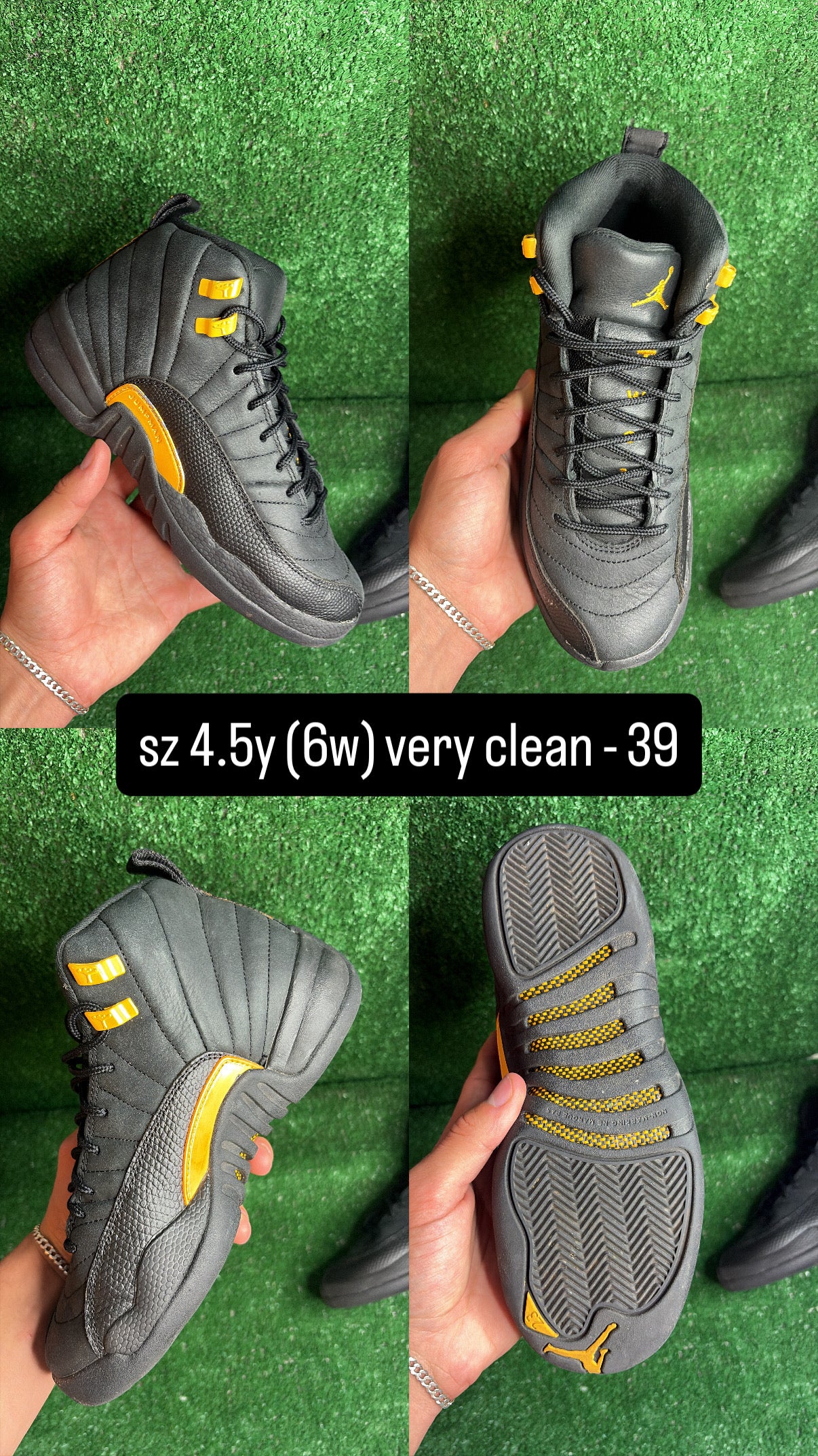 Jordan 12 Black Taxi Size 4.5y (6w)