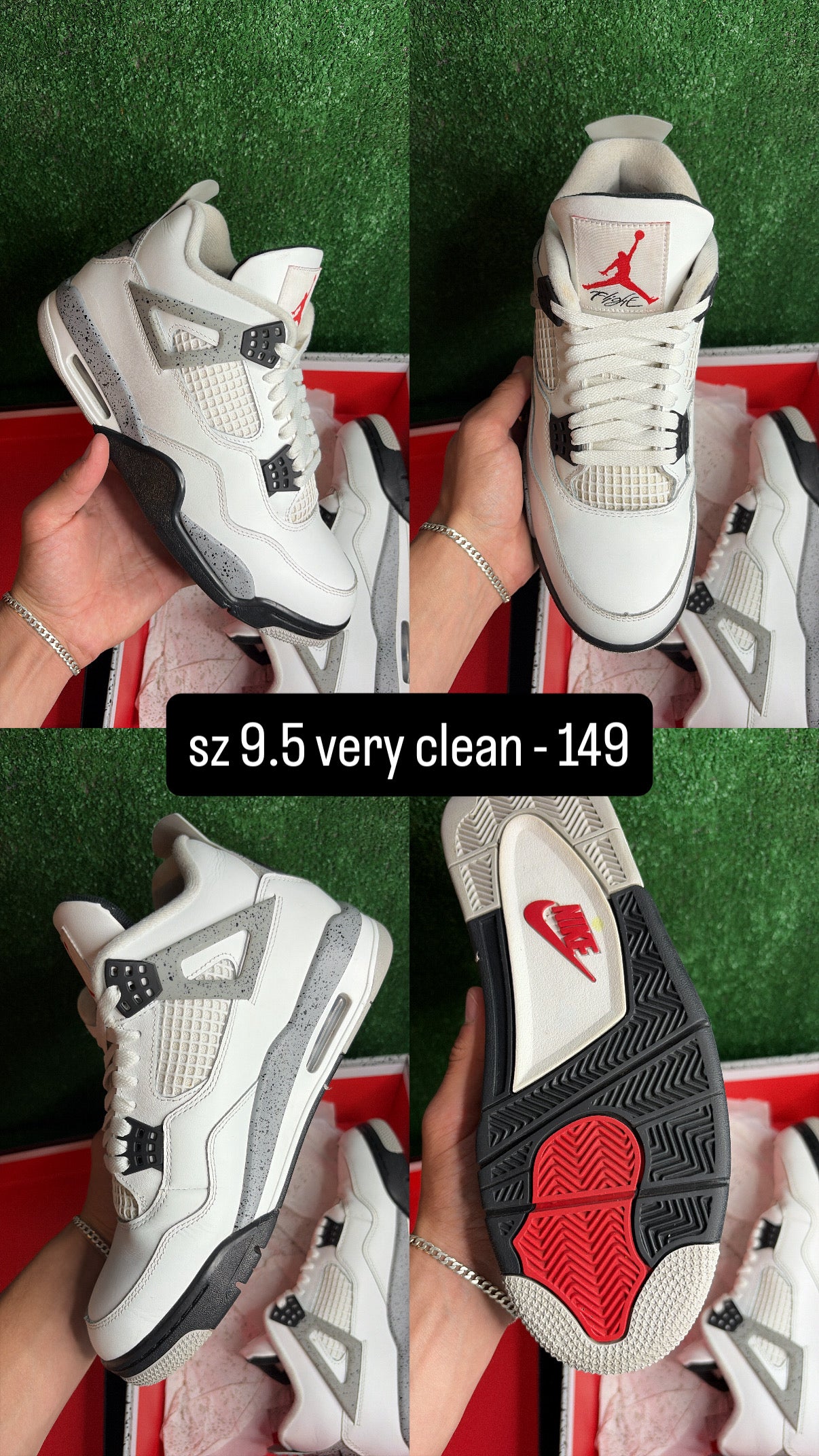 Jordan 4 White Cement Size 9.5