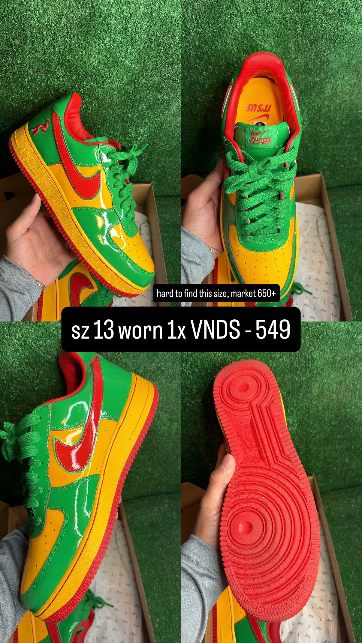 Air Force 1 Low Lil Yachty Concrete Boys Lucky Green Size 13