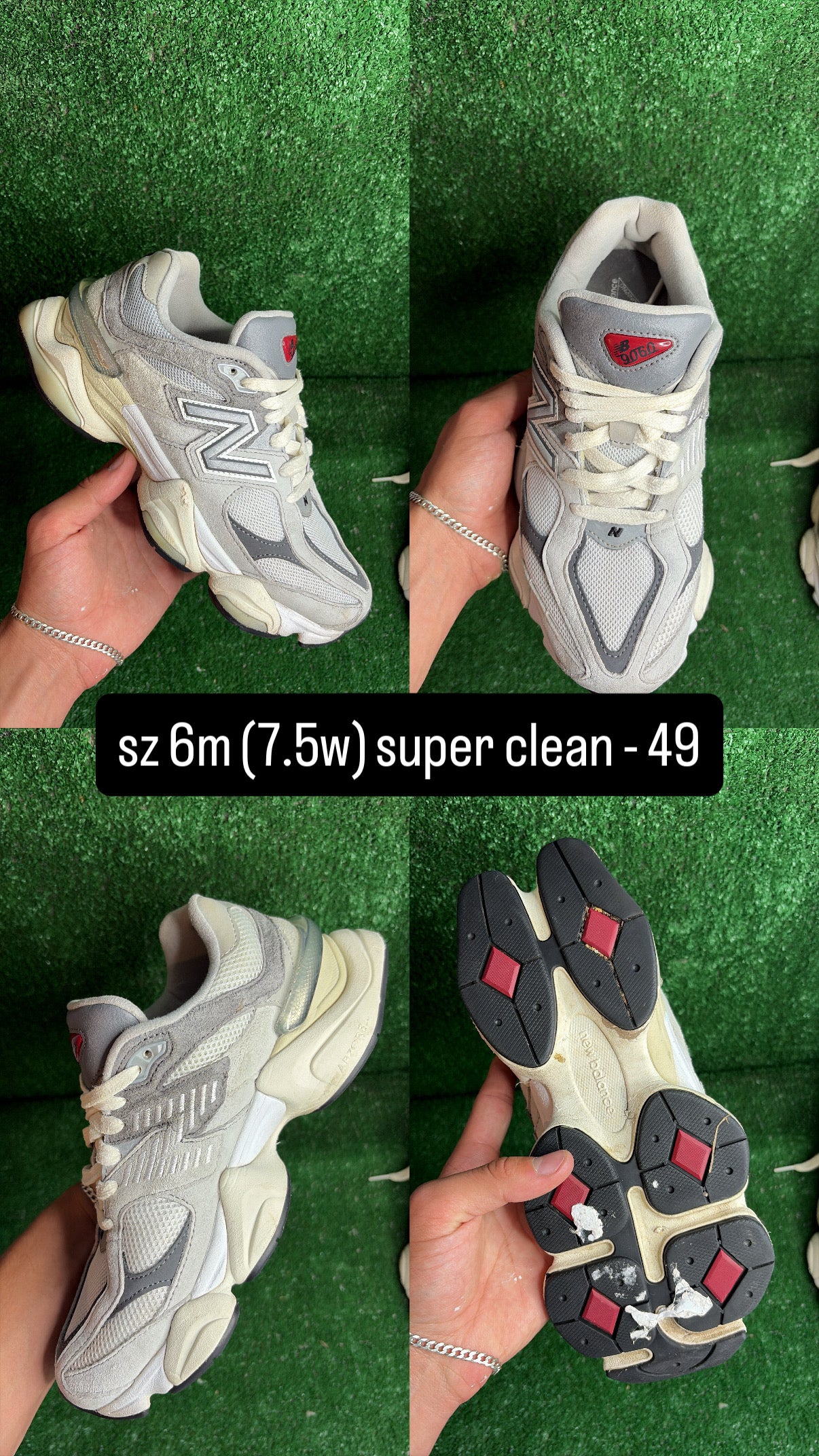 New Balance 9060 Raincloud Grey Size 6m (7.5w)
