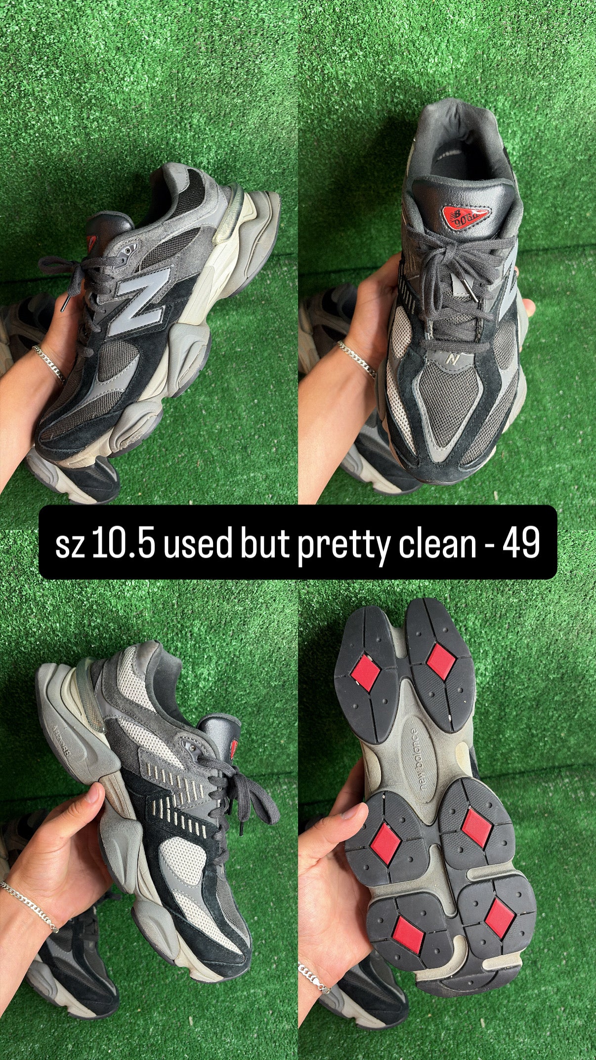 New Balance 9060 Black Castlerock Size 10.5