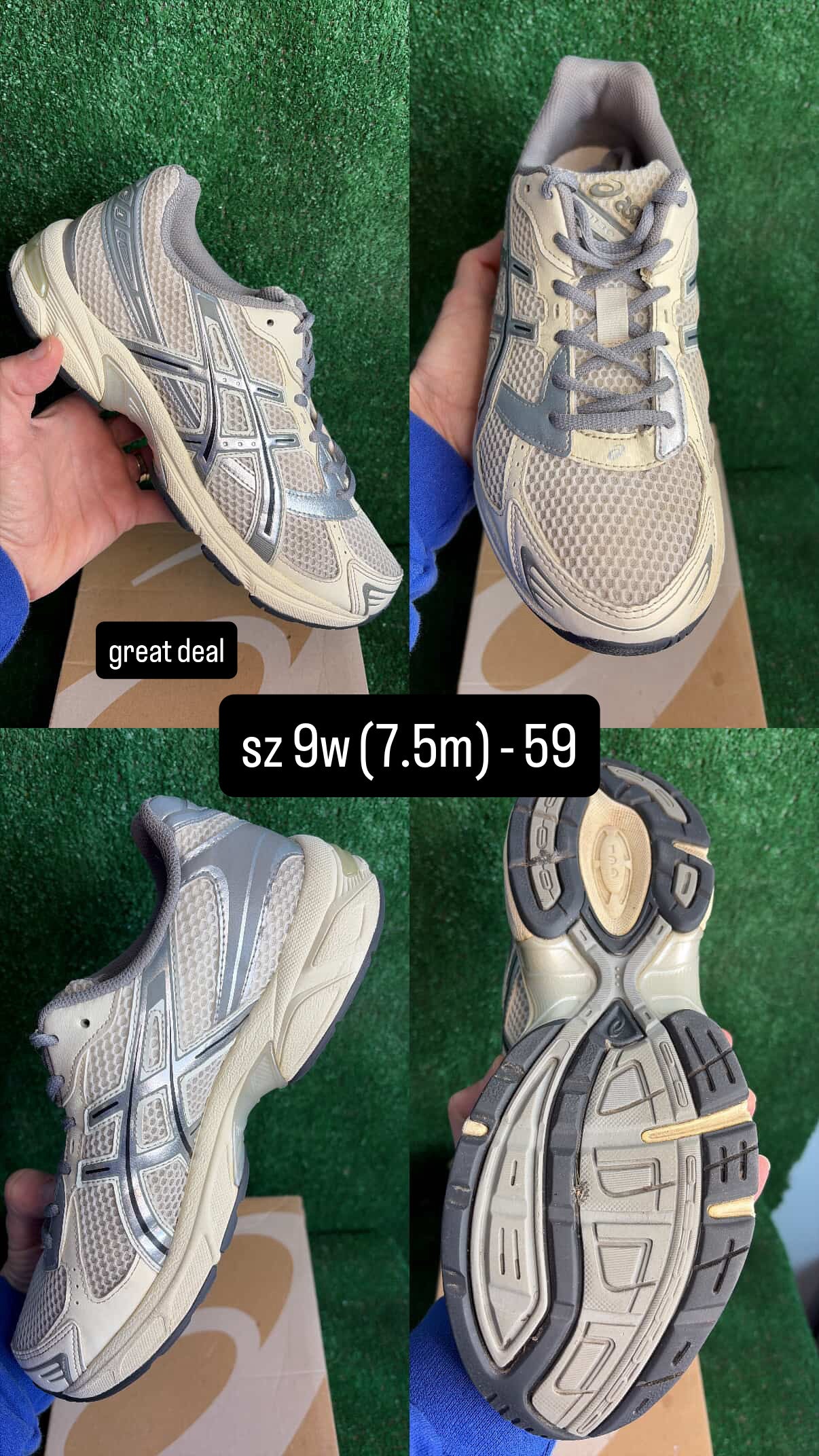 Asics 1130 Cream / Grey Size 7.5 (9 women)