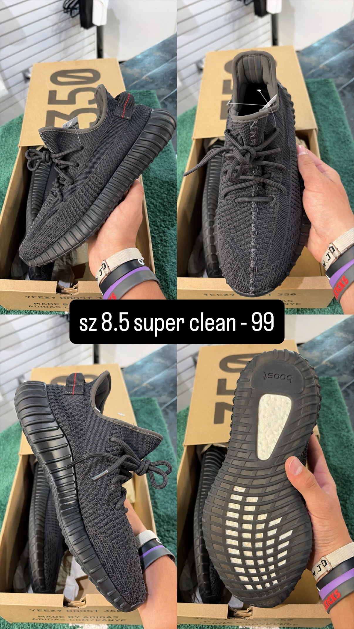 Yeezy 350 Boost V2 Black Non Reflective Size 8.5