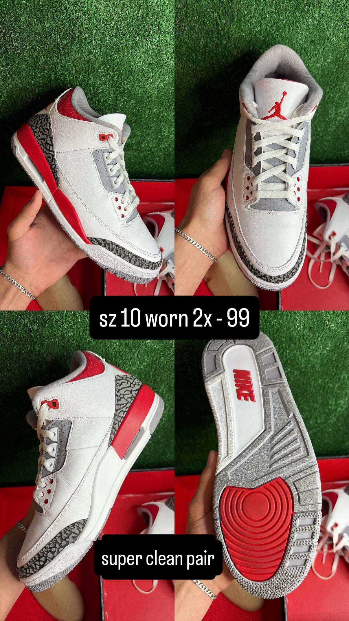 Jordan 3 Fire Red Size 10