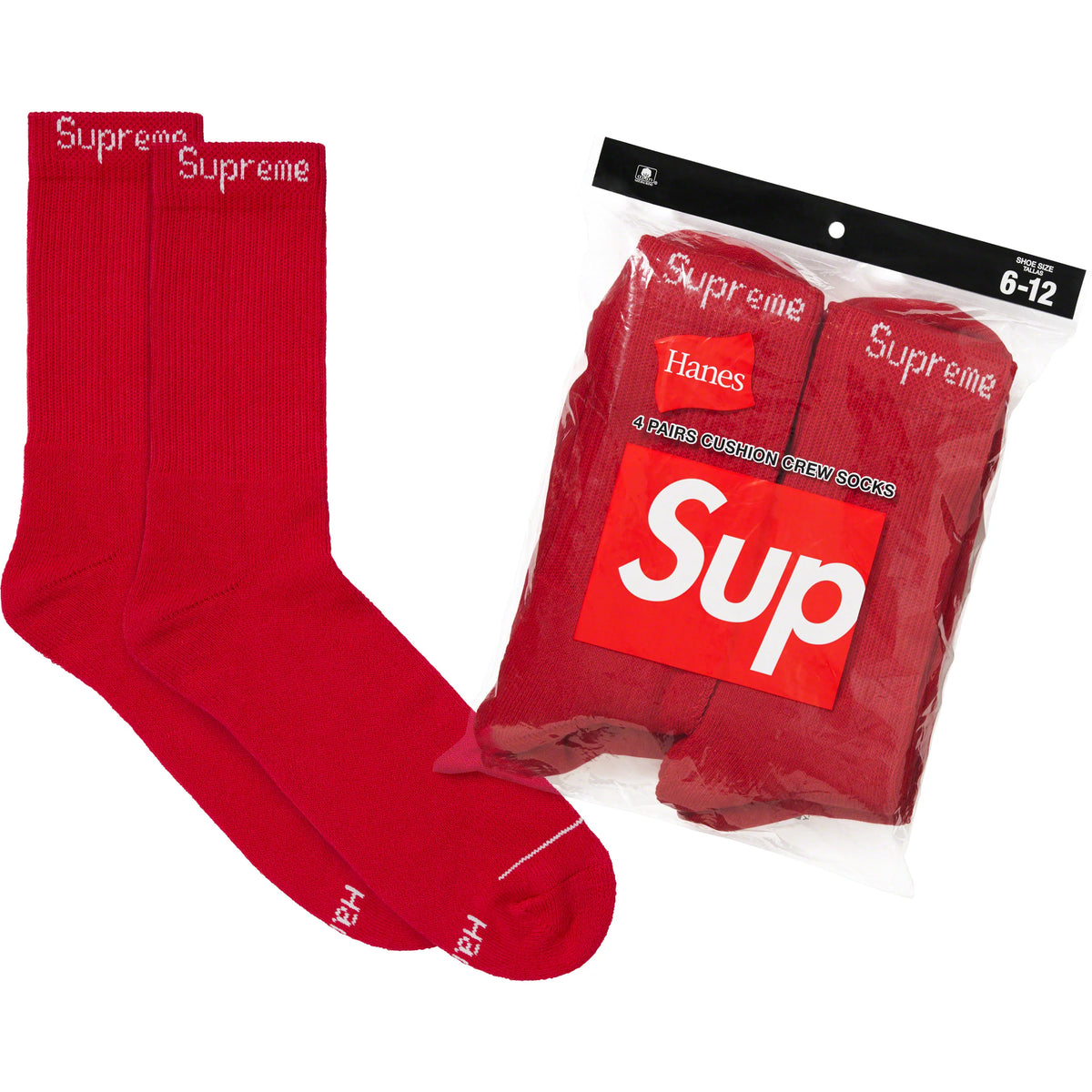 Supreme Socks Red - (1 PAIR)