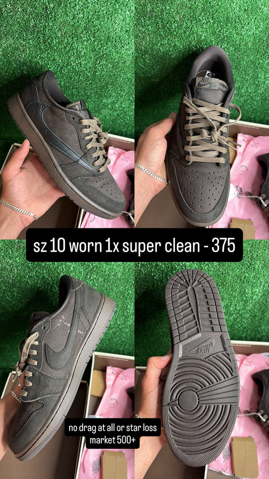 Jordan 1 Low Travis Scott Brown Velvet Size 10