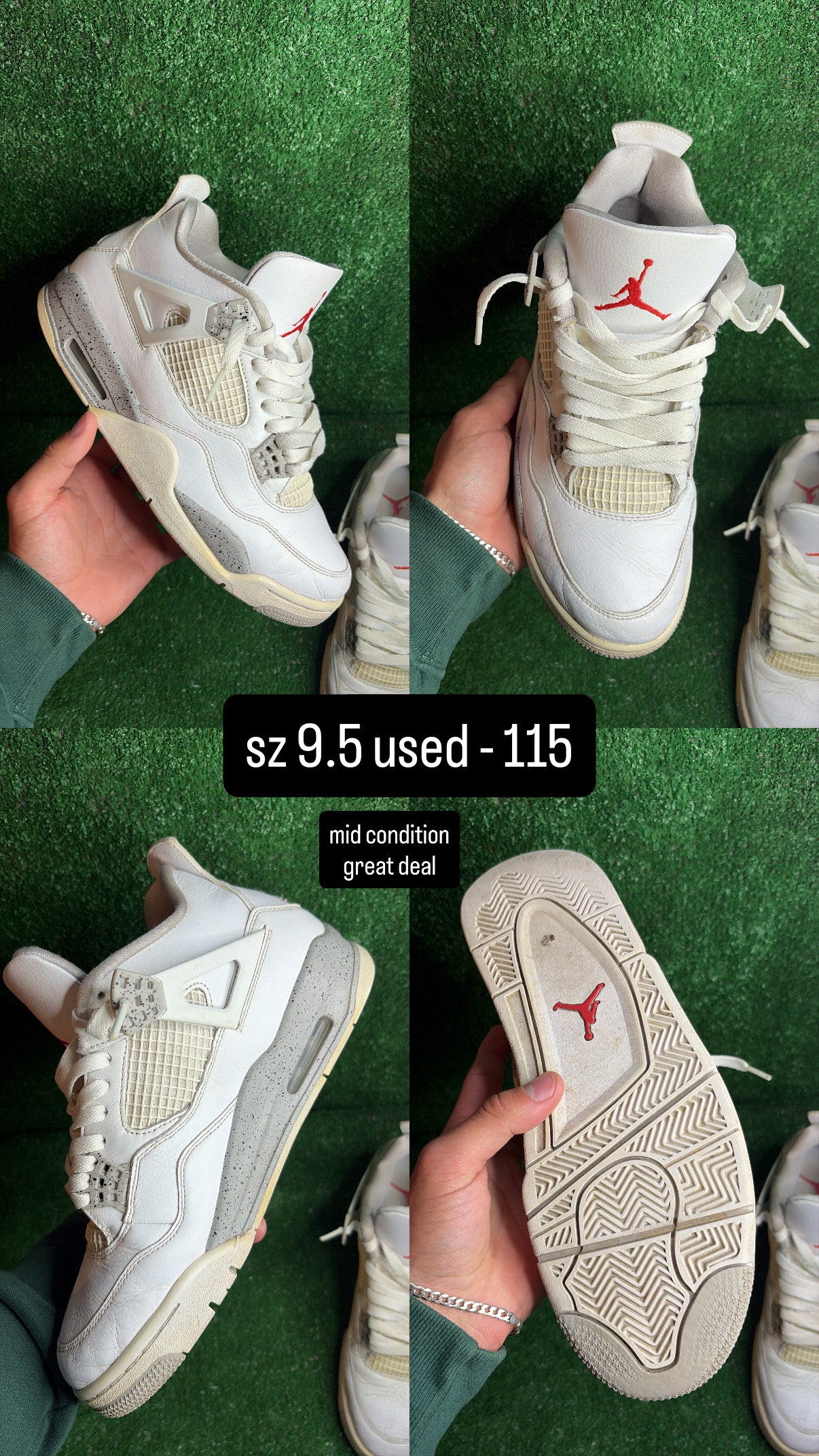 Jordan 4 White Oreo Size 9.5