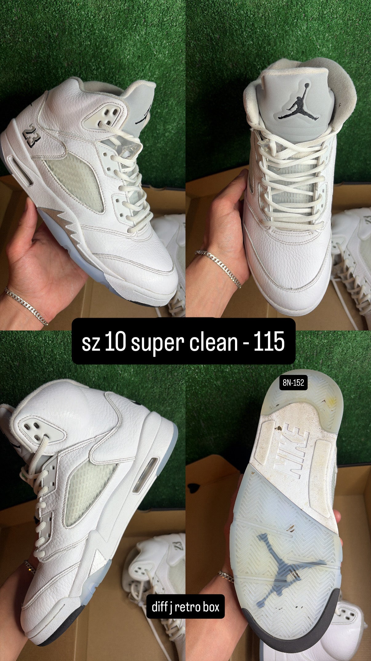 Jordan 5 White Metallic Size 10