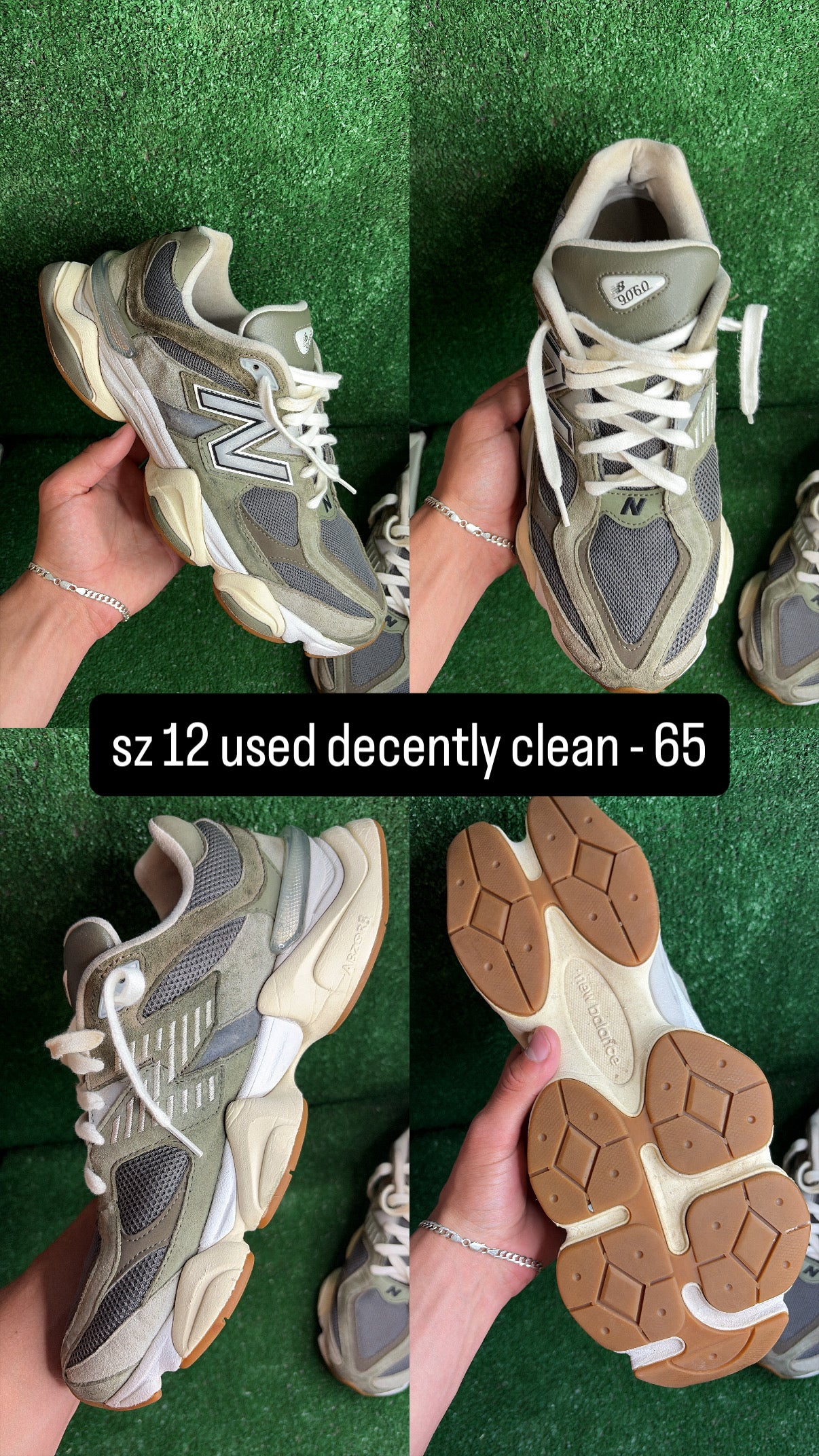 New Balance 9060 Green Grey Size 12