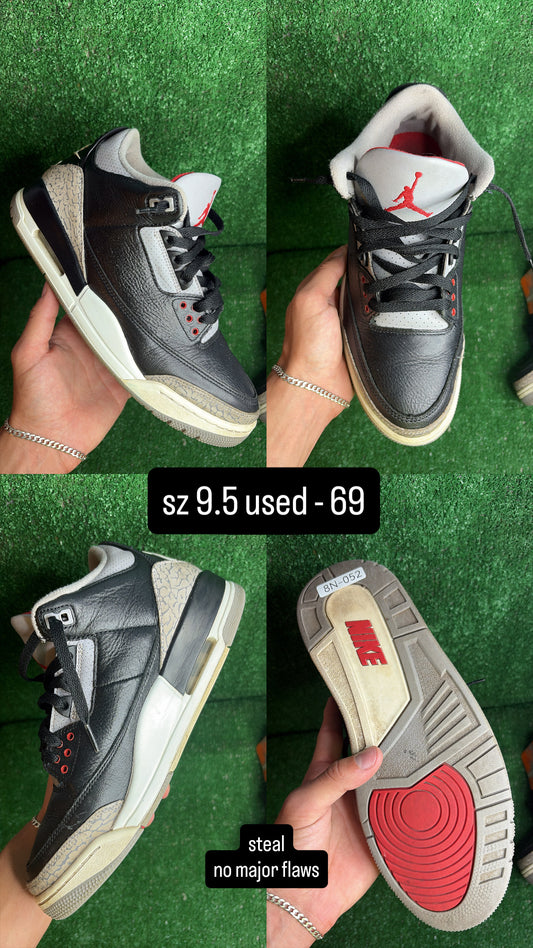 Jordan 3 Black Cement Size 9.5