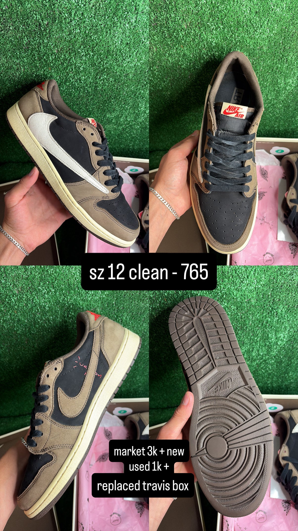 Jordan 1 Low Travis Scott Mocha Size 12