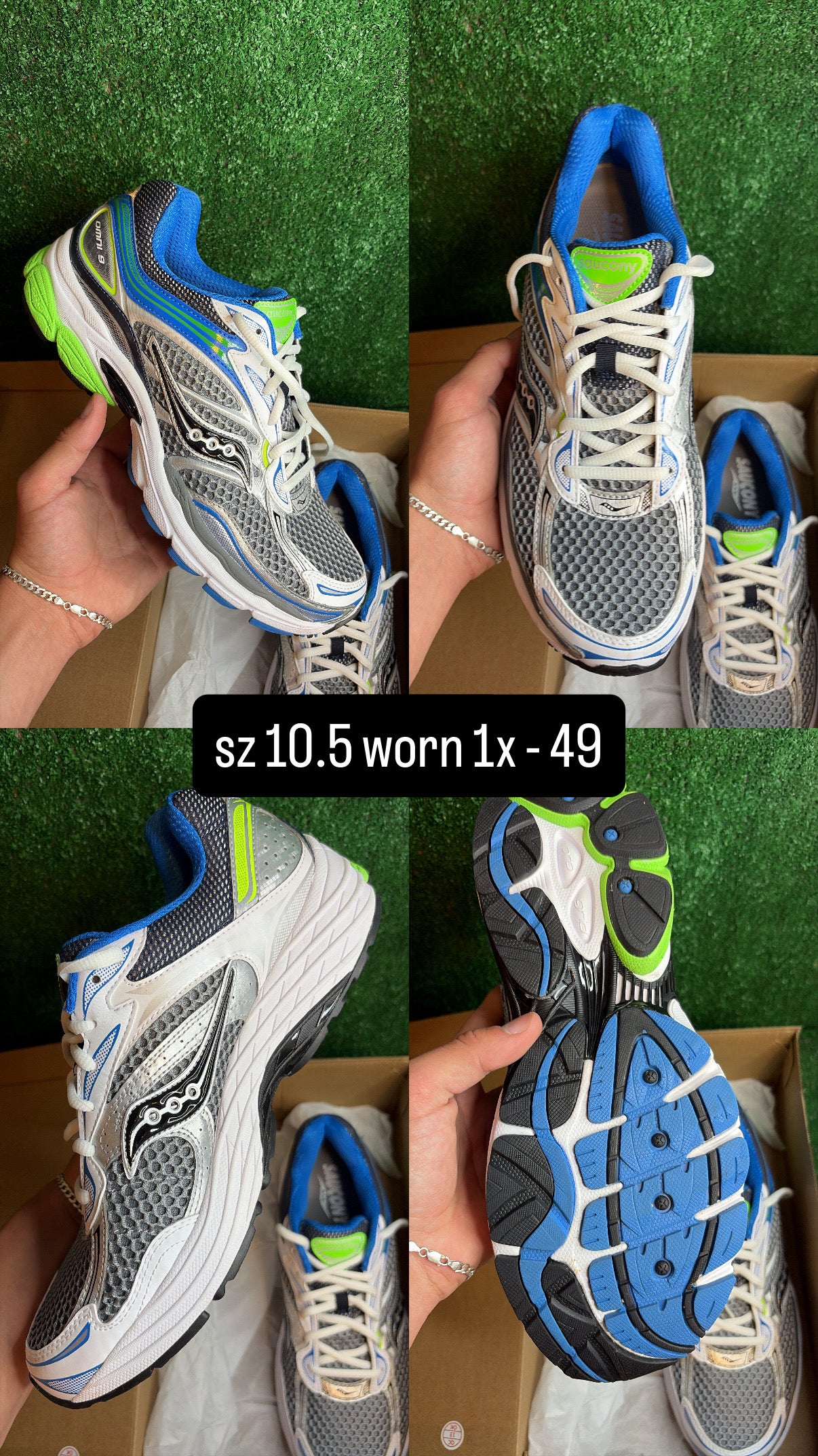 Saucony Blue Lime Grey Size 10.5
