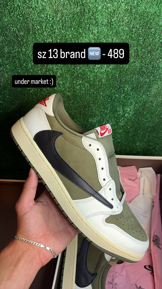 Jordan 1 Low Travis Scott Medium Olive Size 13