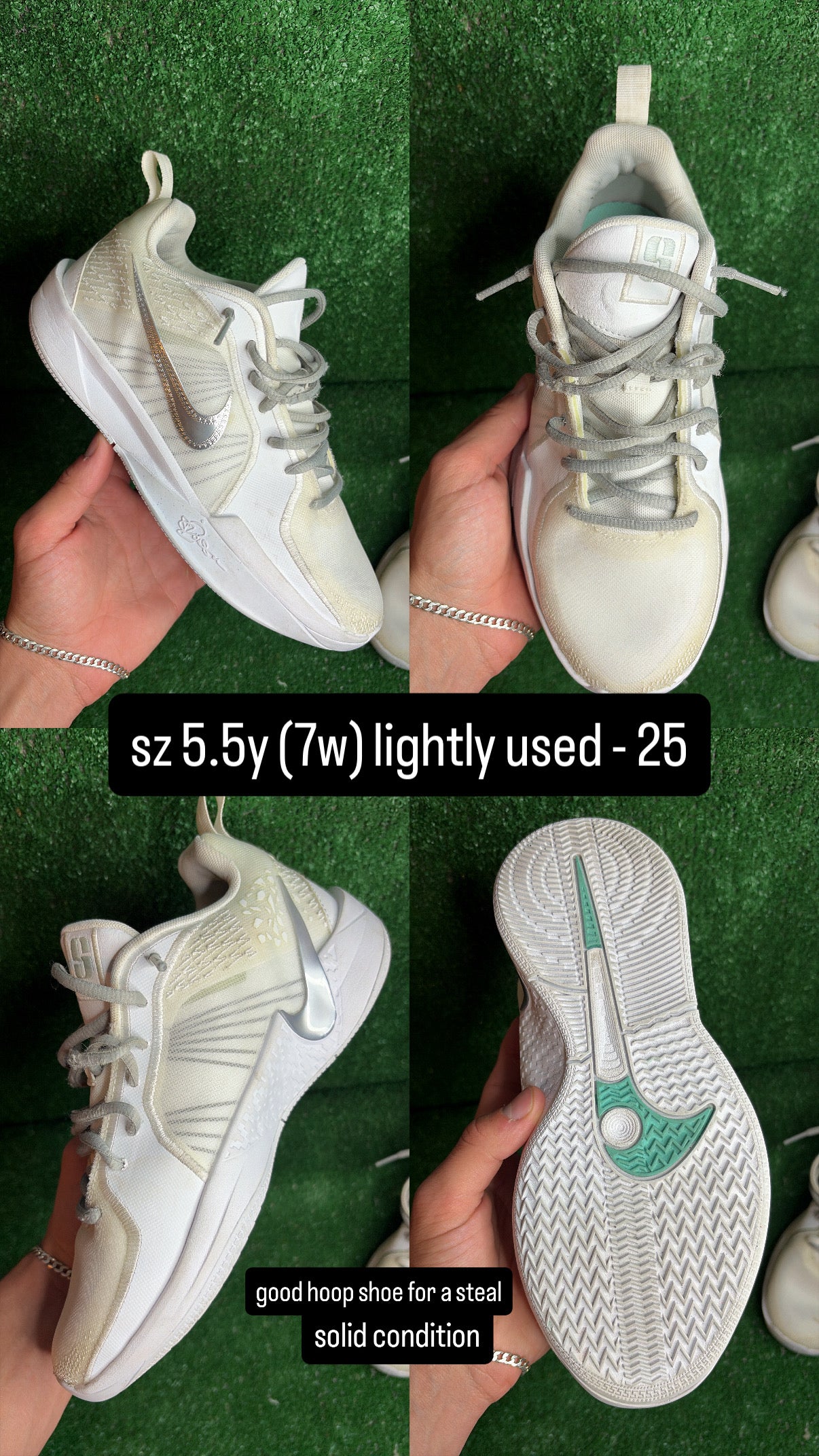 Nike Sabrina 2 White Silver Size 5.5y (7w)